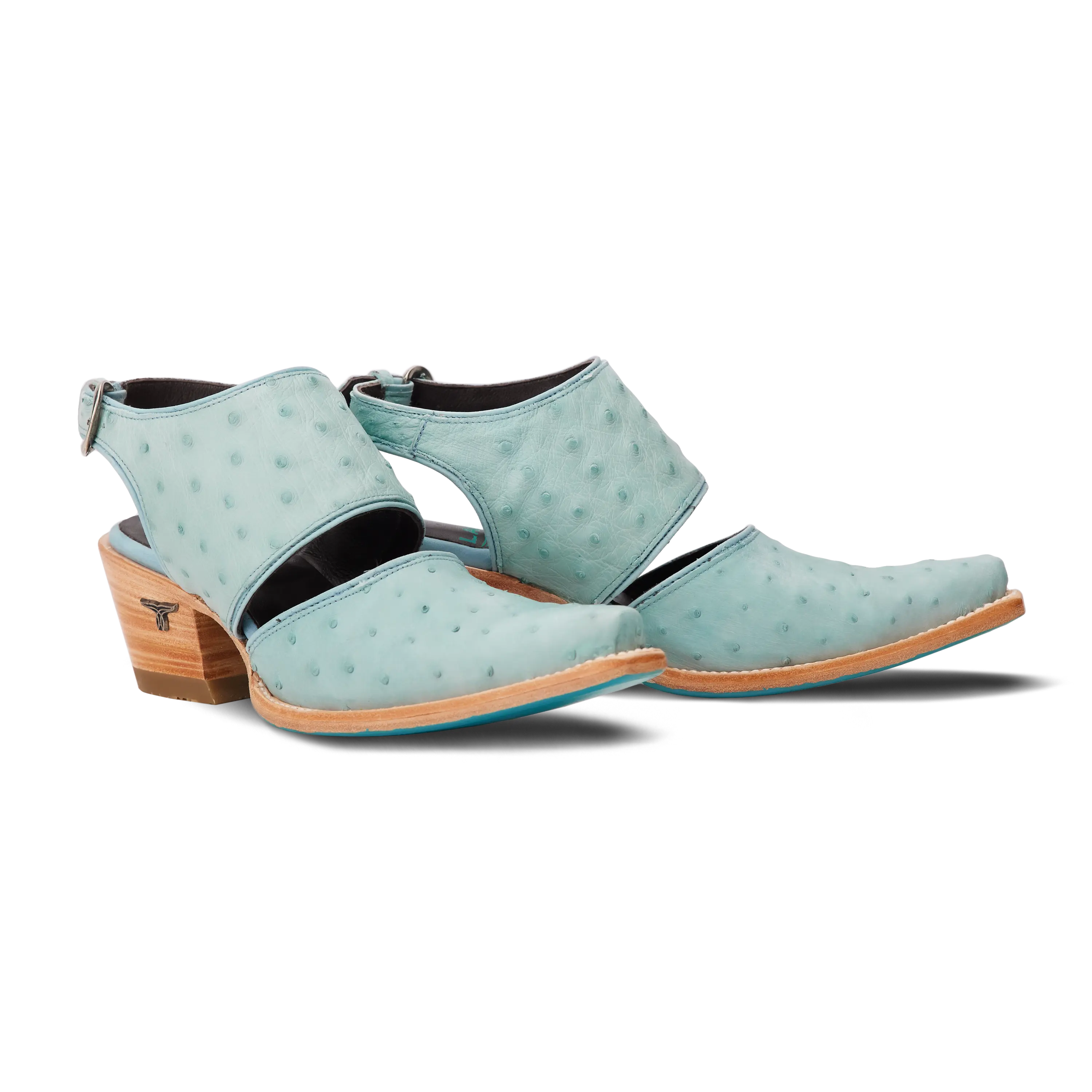 Plain Jane Slingback Mule - Powder Blue Ostrich Mule Powder Blue Ostrich Western Fashion by Lane