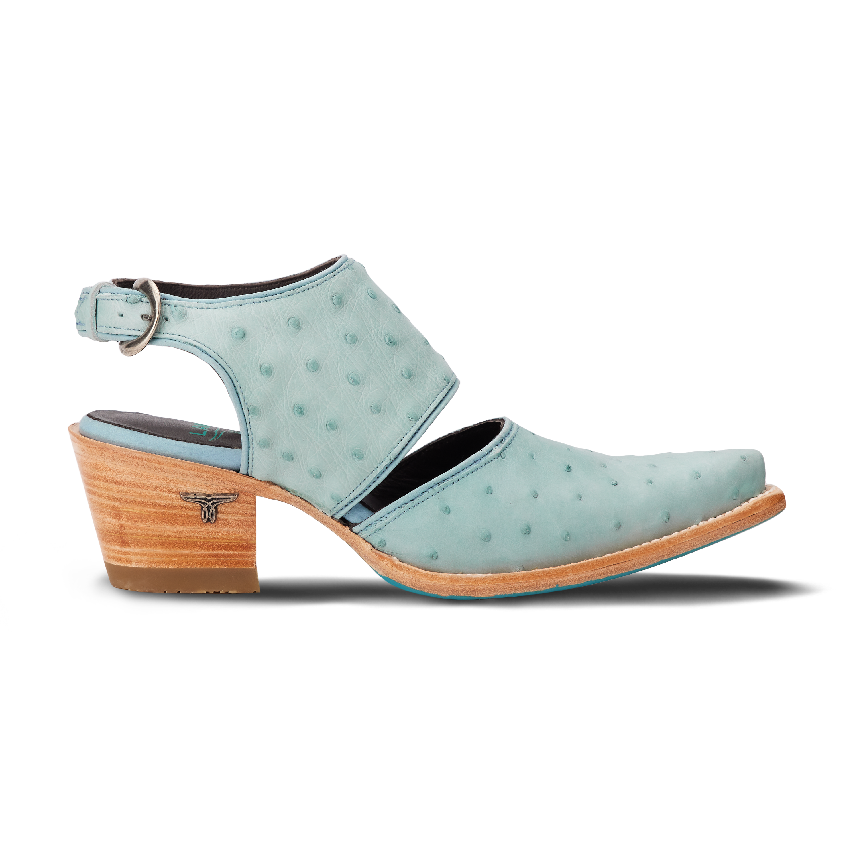 Plain Jane Slingback Mule - Powder Blue Ostrich Mule Western Fashion by Lane