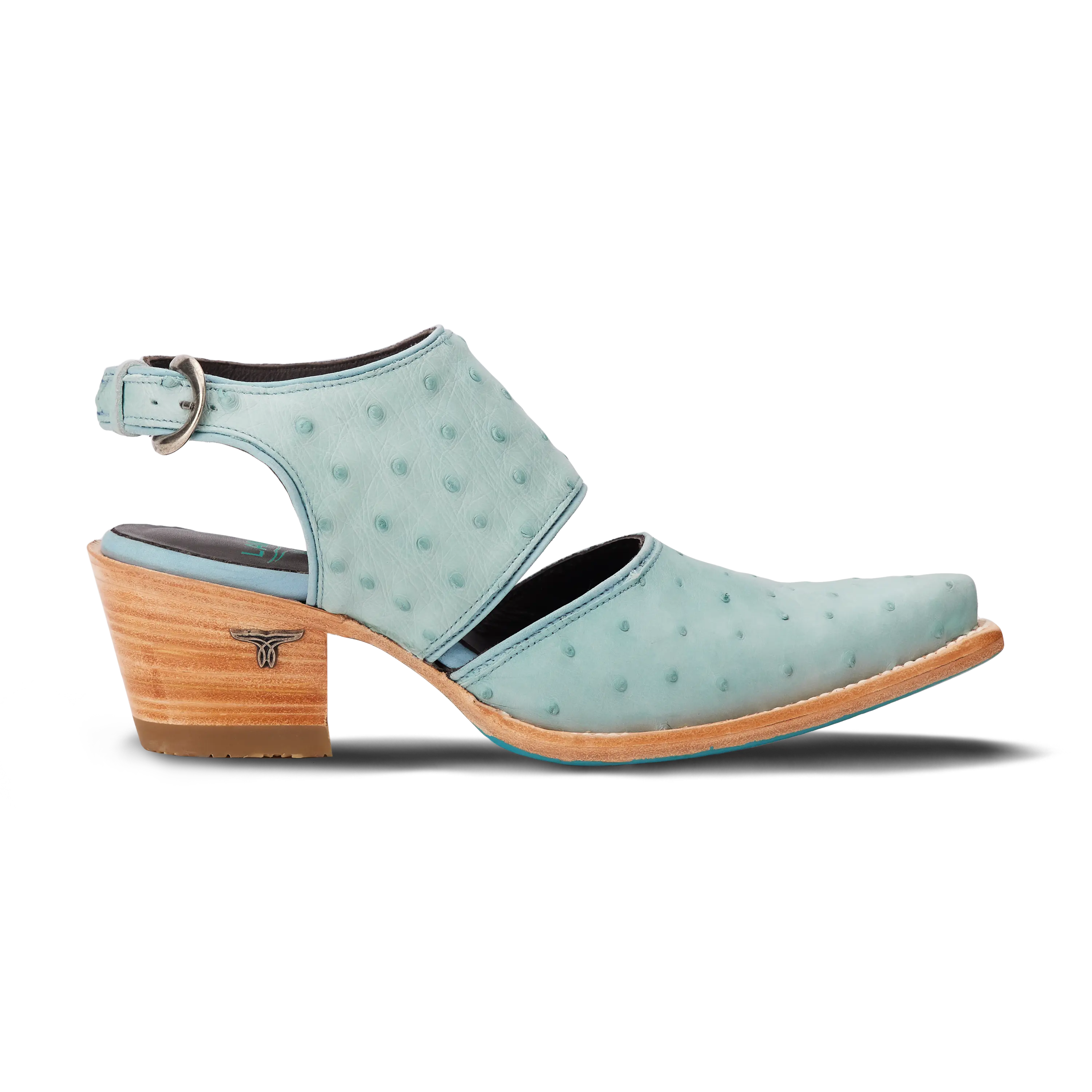 Plain Jane Slingback Mule - Powder Blue Ostrich Mule Western Fashion by Lane