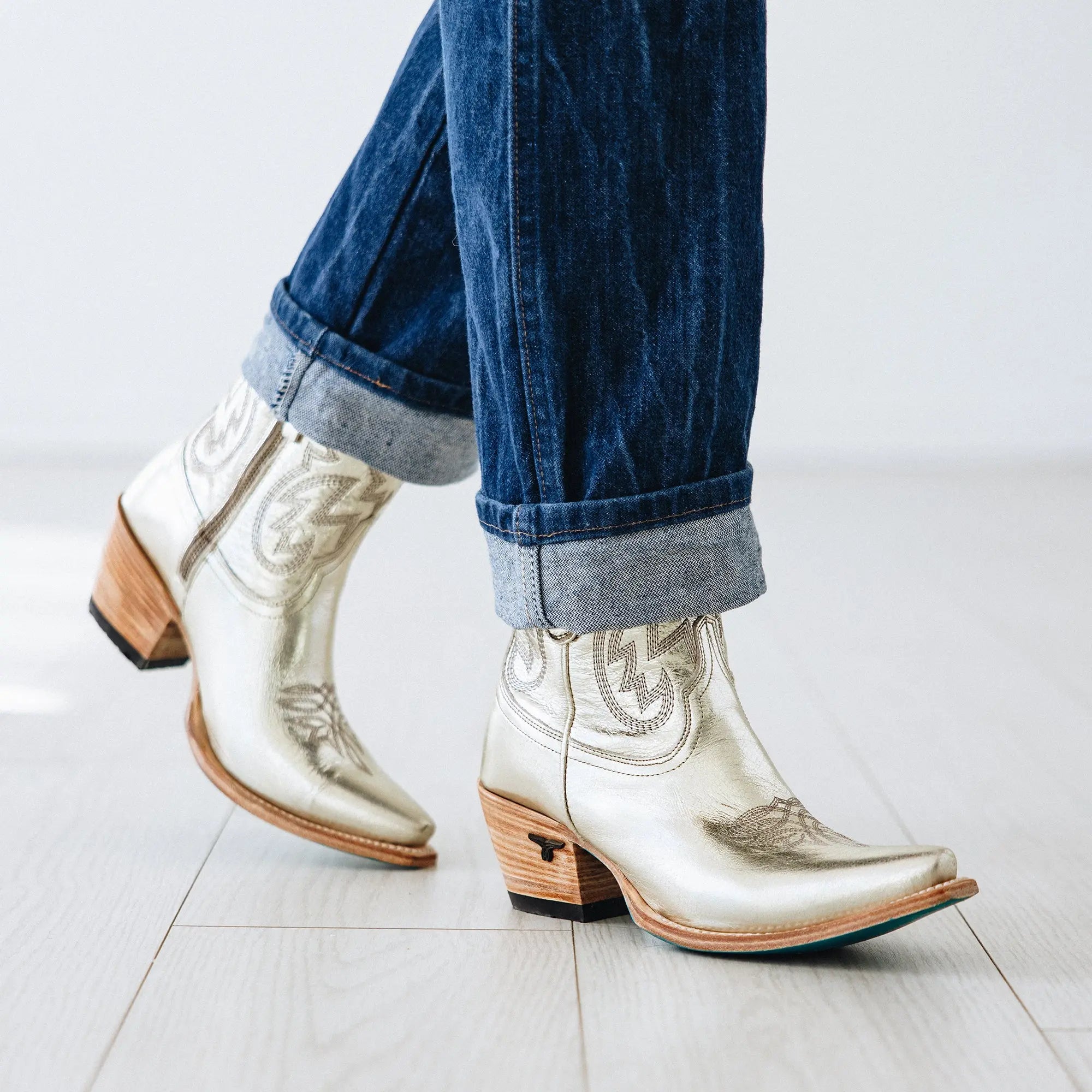 Smokeshow Bootie - Champagne Metallic Ladies Bootie Western Fashion by Lane