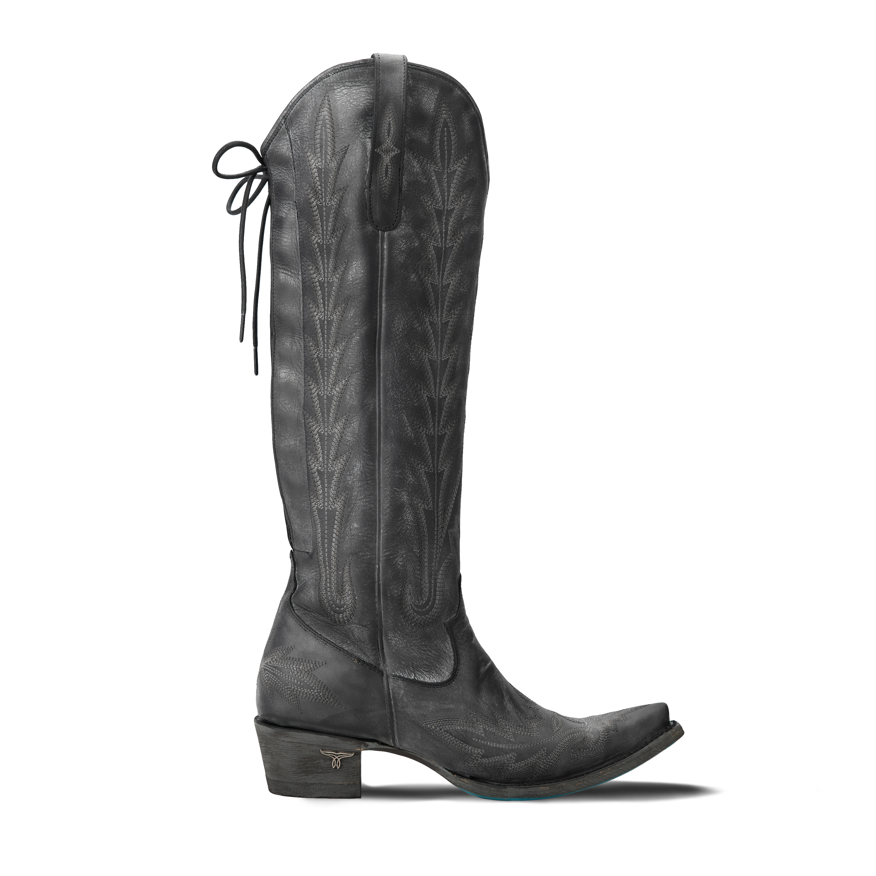 Lexington Knee High Corset- Distressed Jet Black**FINAL SALE** Ladies Boot Western Fashion by Lane
