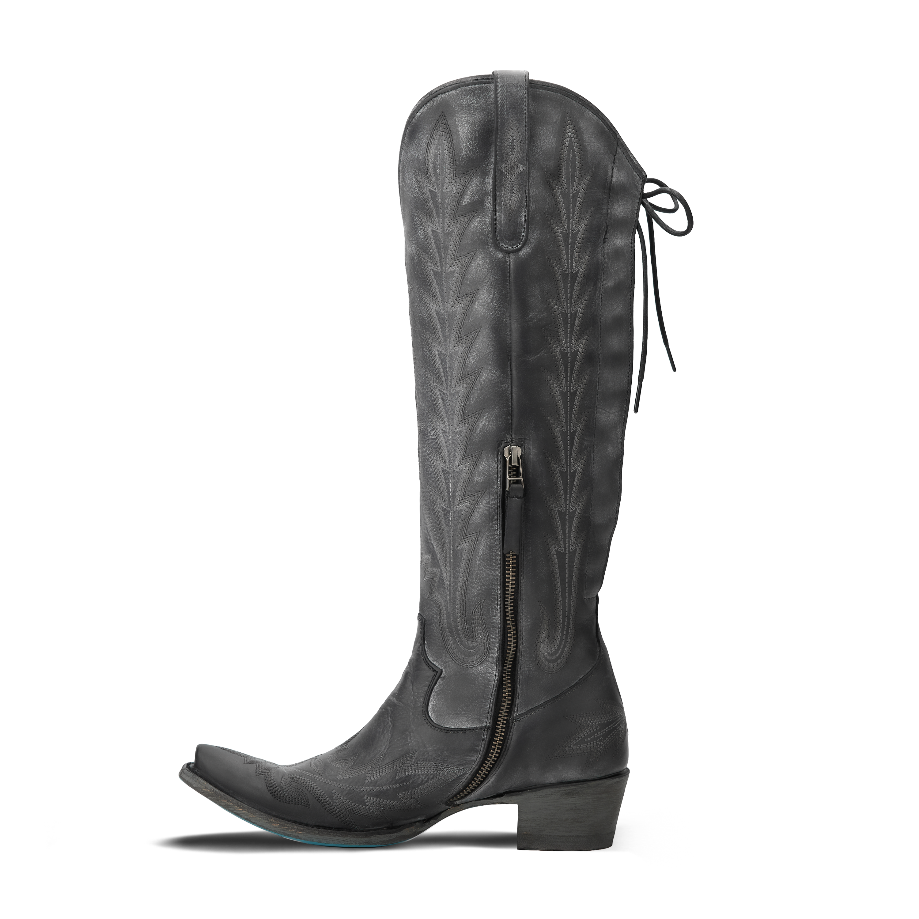Lexington Knee High Corset- Distressed Jet Black**FINAL SALE** Ladies Boot Western Fashion by Lane