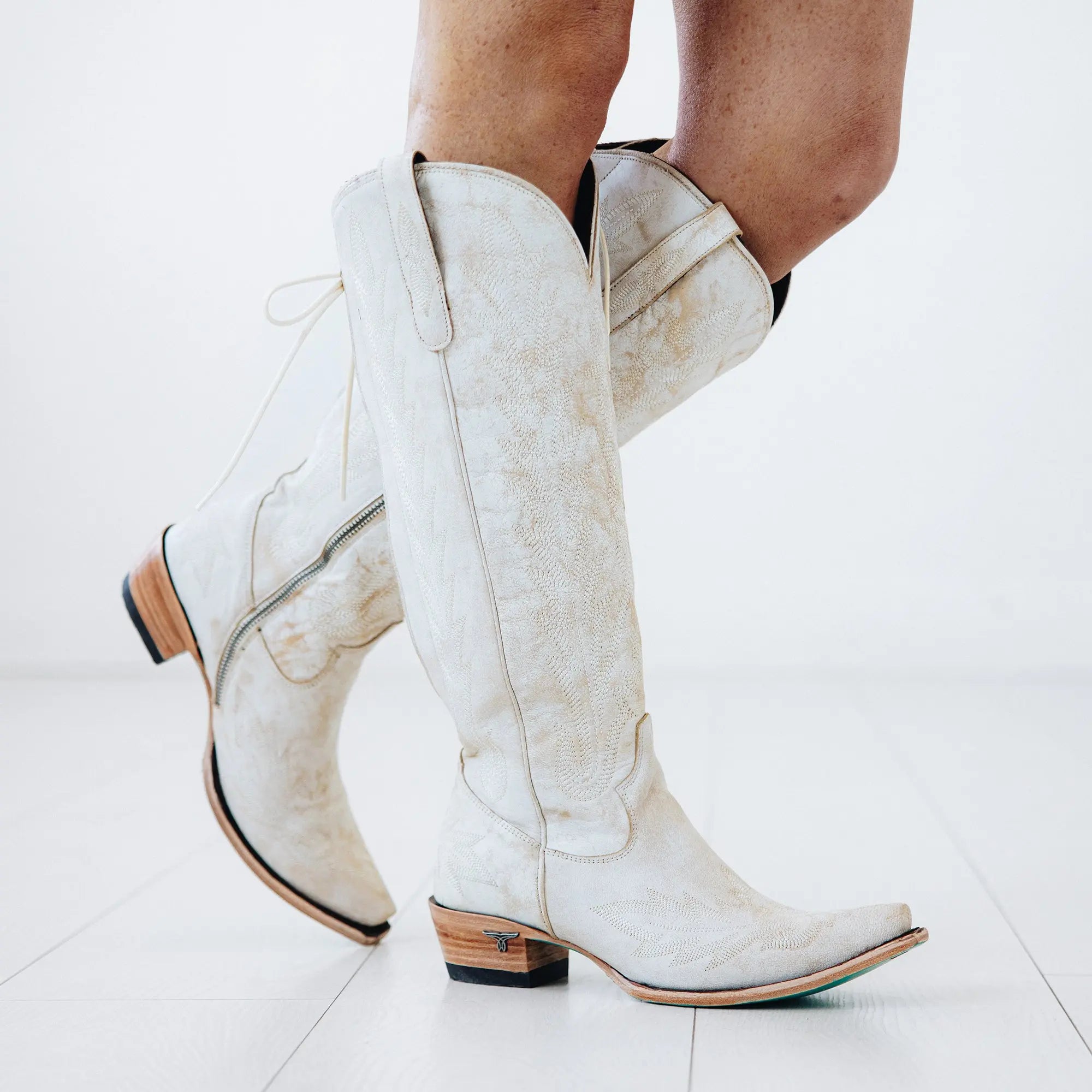Lexington Knee High Corset - Ceramic Crackle Ladies Boot Western Fashion by Lane