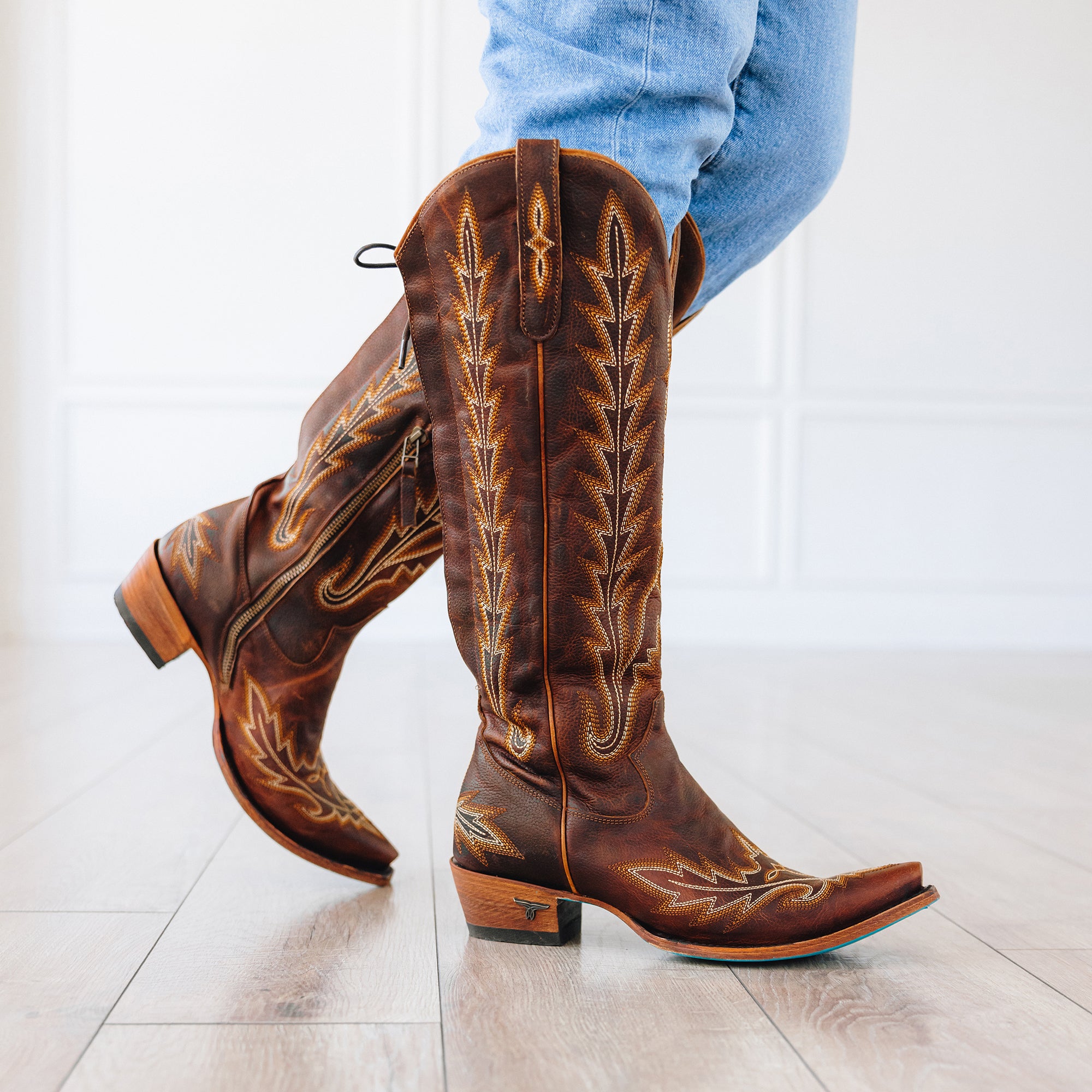 Lexington Knee High Corset - Cognac Ladies Boot Western Fashion by Lane