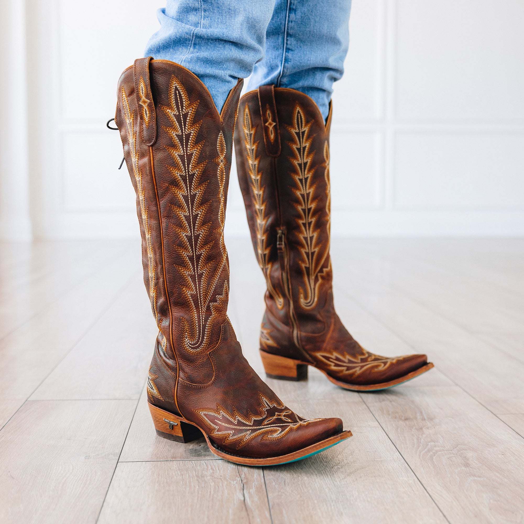 Lexington Knee High Corset - Cognac Ladies Boot Western Fashion by Lane