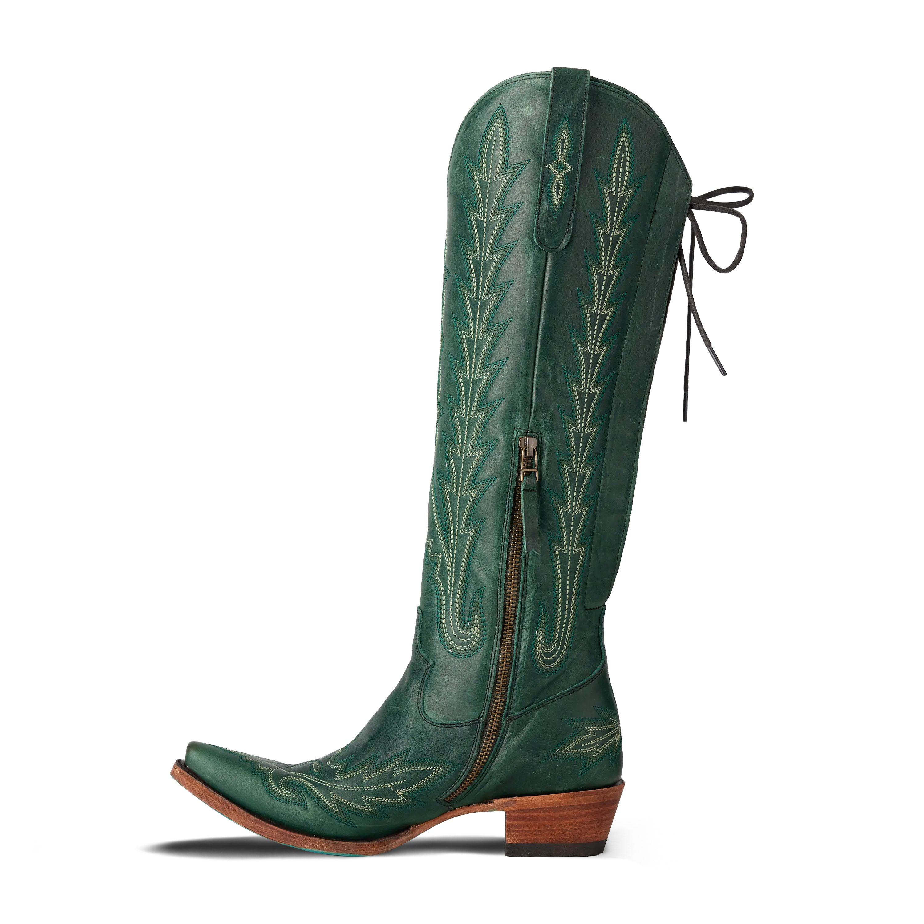 Lexington Knee High Corset - Emerald Ladies Boot Western Fashion by Lane