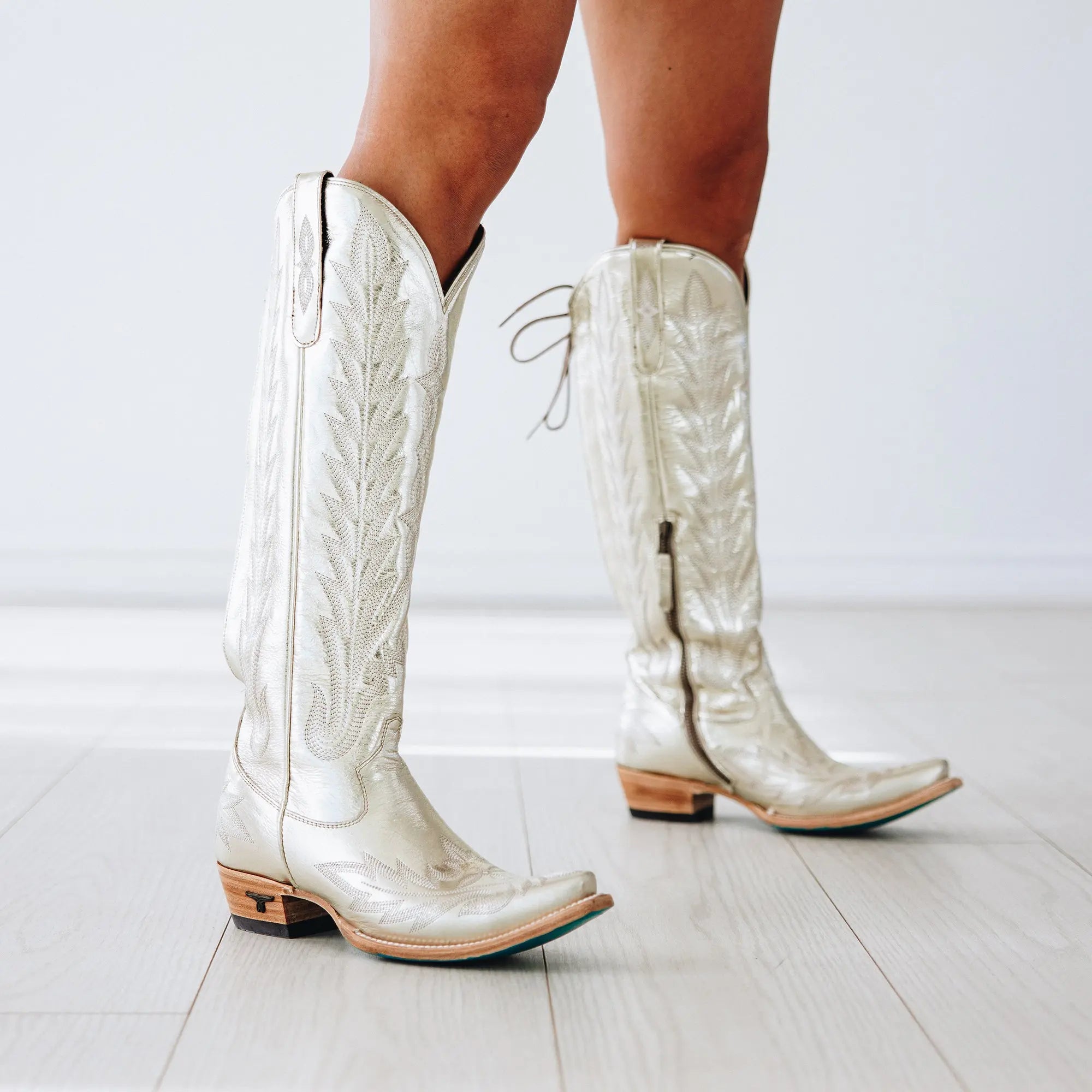 Lexington Knee High Corset - Champagne Metallic Ladies Boot Western Fashion by Lane