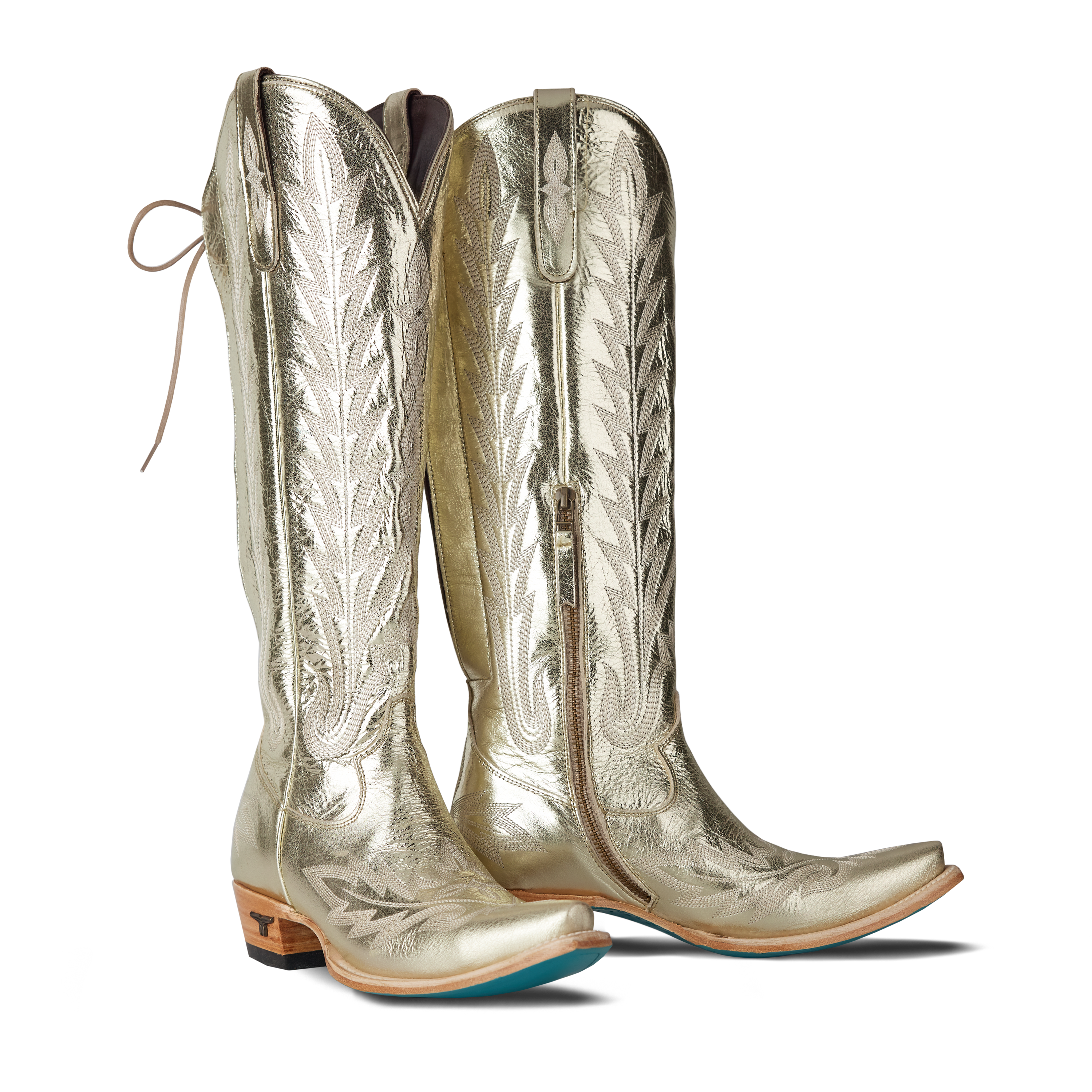 Lexington Knee High Corset - Champagne Metallic Ladies Boot Champagne Metallic Western Fashion by Lane