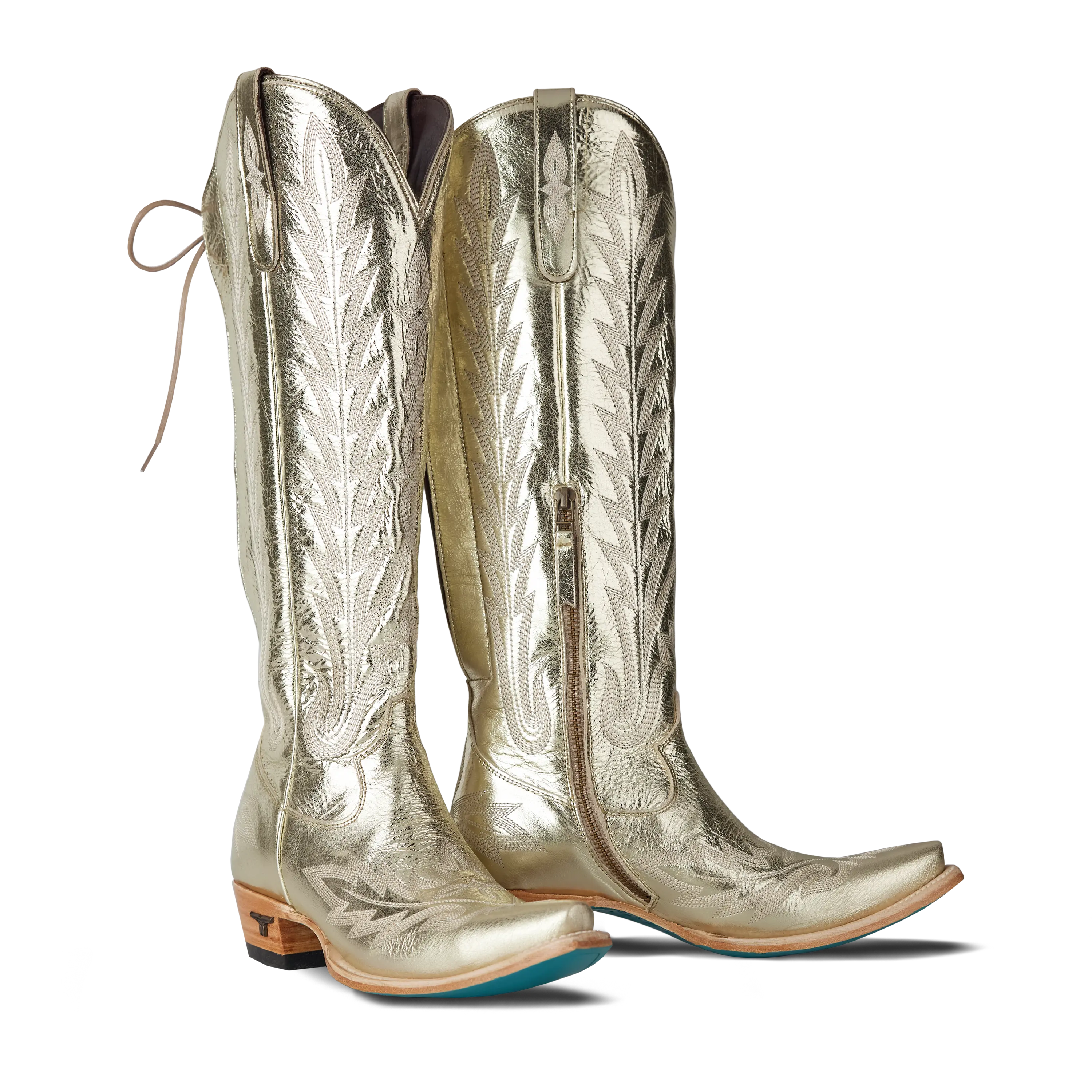 Lexington Knee High Corset - Champagne Metallic Ladies Boot Champagne Metallic Western Fashion by Lane