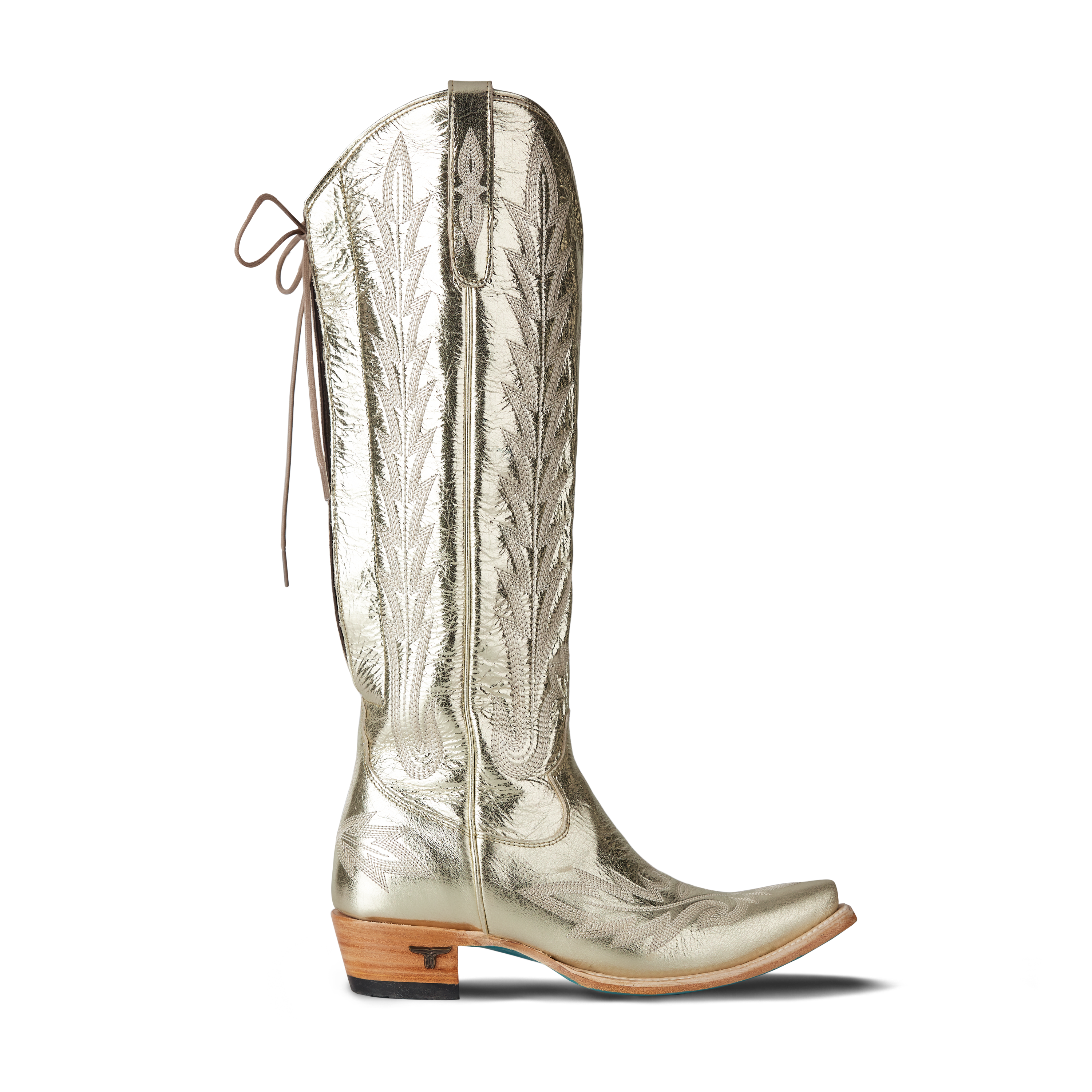 Lexington Knee High Corset - Champagne Metallic Ladies Boot Western Fashion by Lane