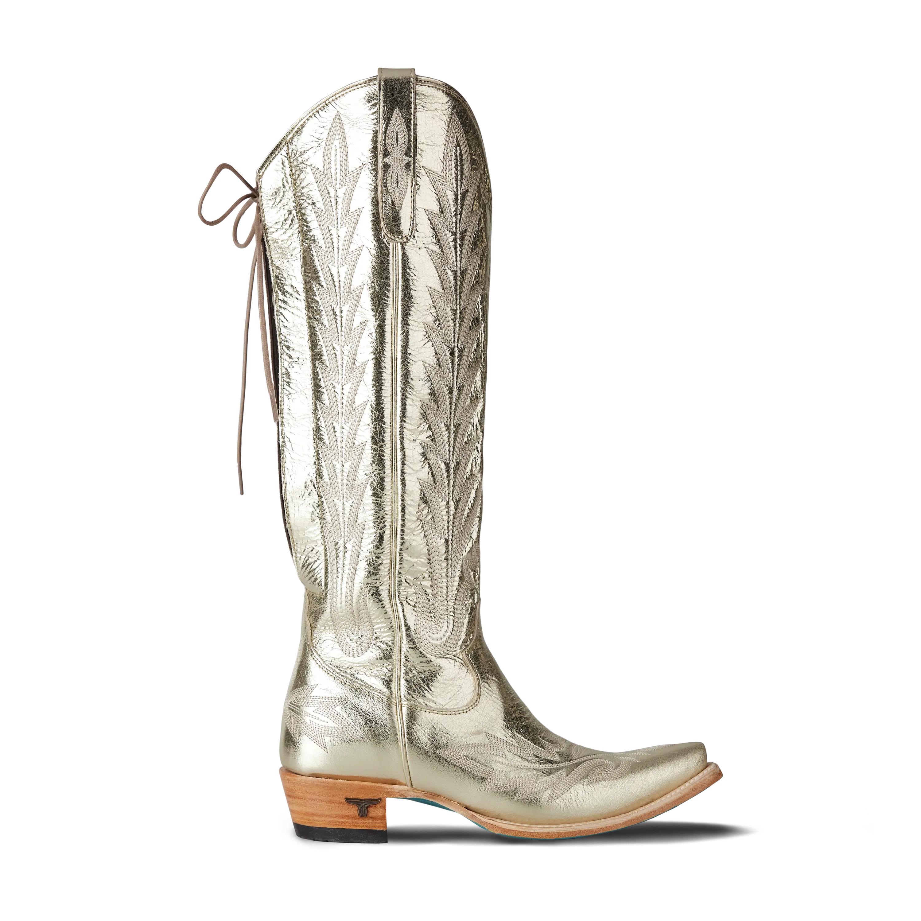 Lexington Knee High Corset - Champagne Metallic Ladies Boot Western Fashion by Lane