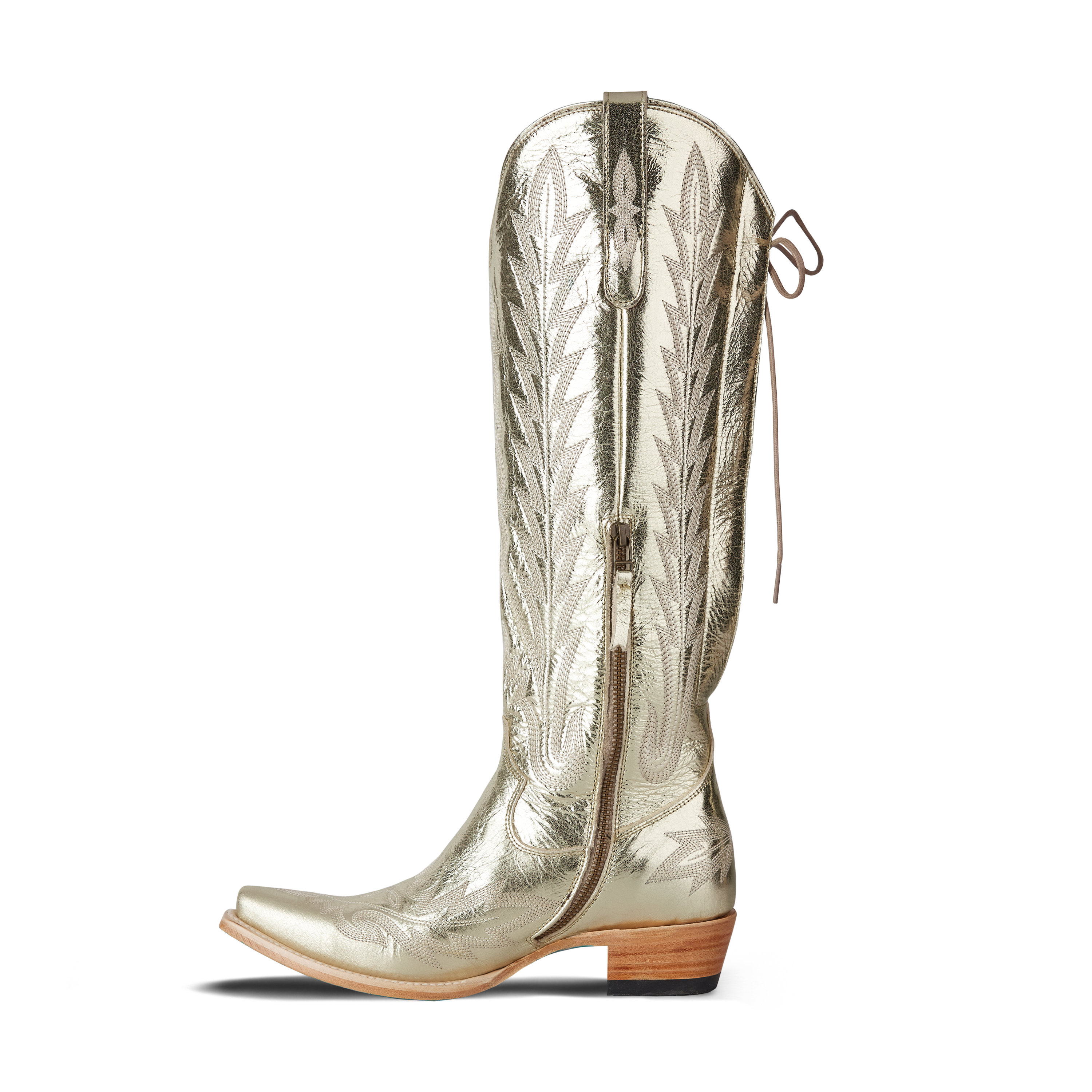 Lexington Knee High Corset - Champagne Metallic Ladies Boot Western Fashion by Lane