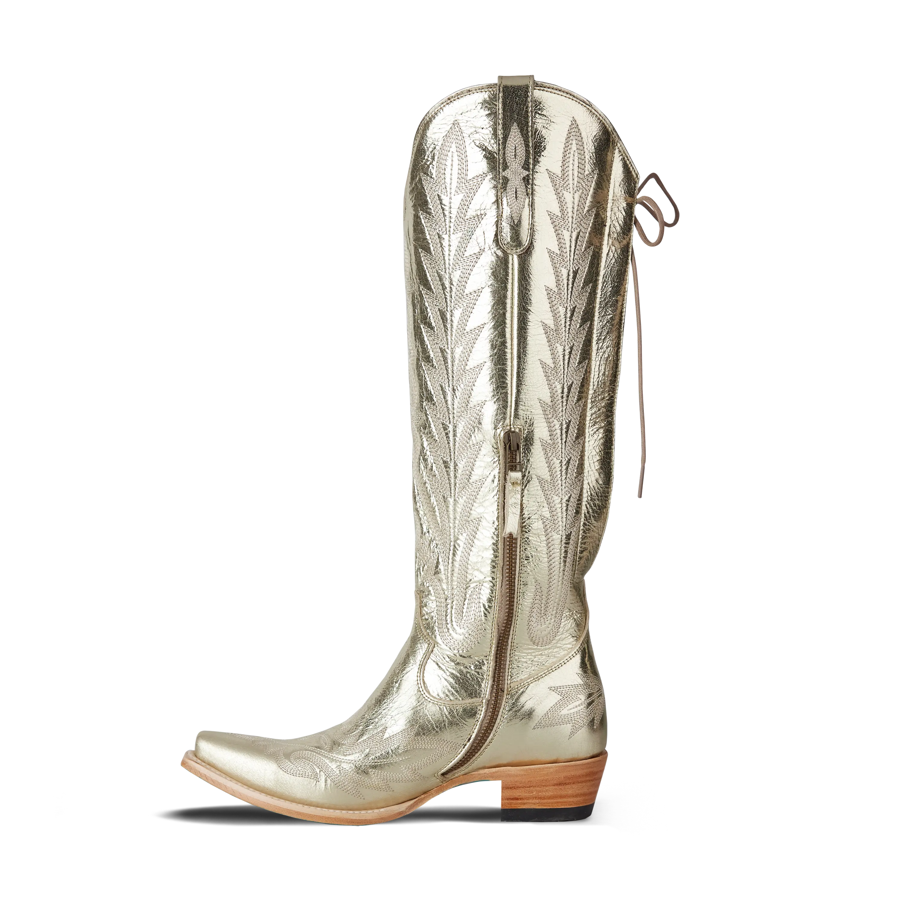 Lexington Knee High Corset - Champagne Metallic Ladies Boot Western Fashion by Lane