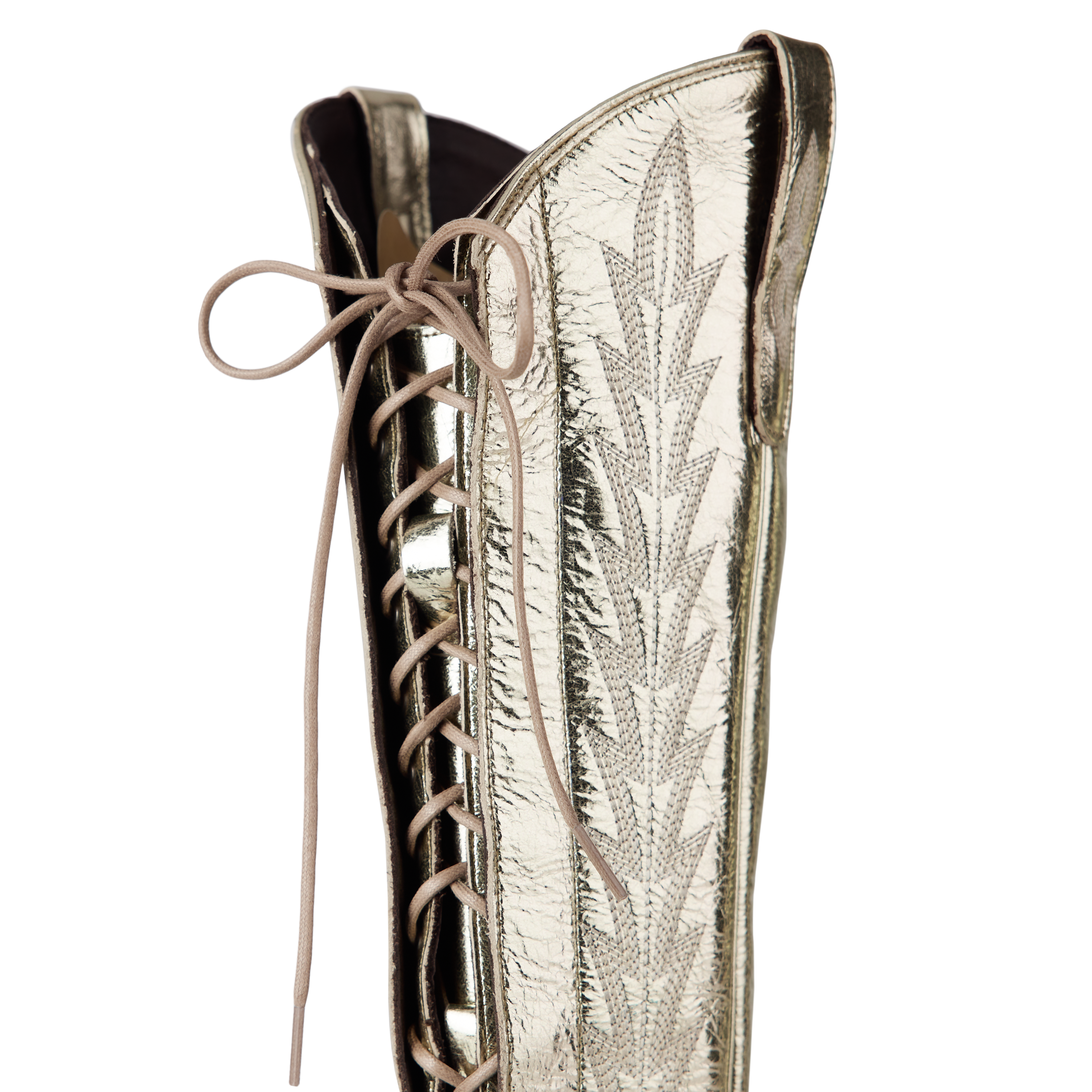 Lexington Knee High Corset - Champagne Metallic Ladies Boot Western Fashion by Lane