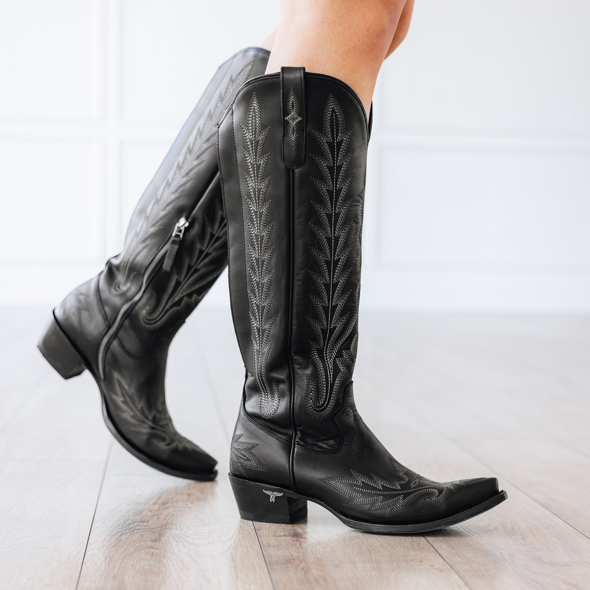 Lexington Knee High Corset Back - Jet Black Ladies Boot Western Fashion by Lane