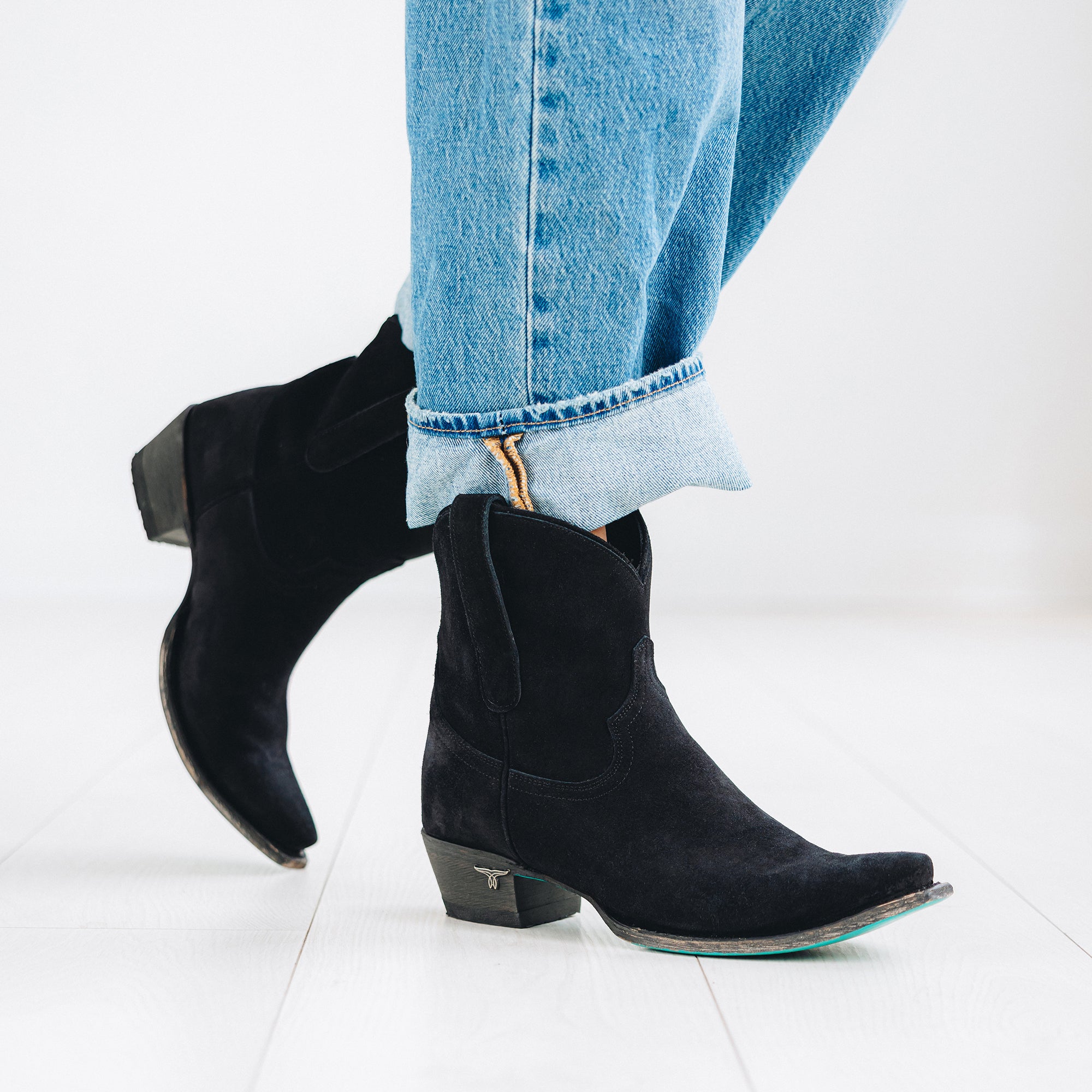 Emma Jane Bootie - Soft Black Suede Ladies Bootie Western Fashion by Lane