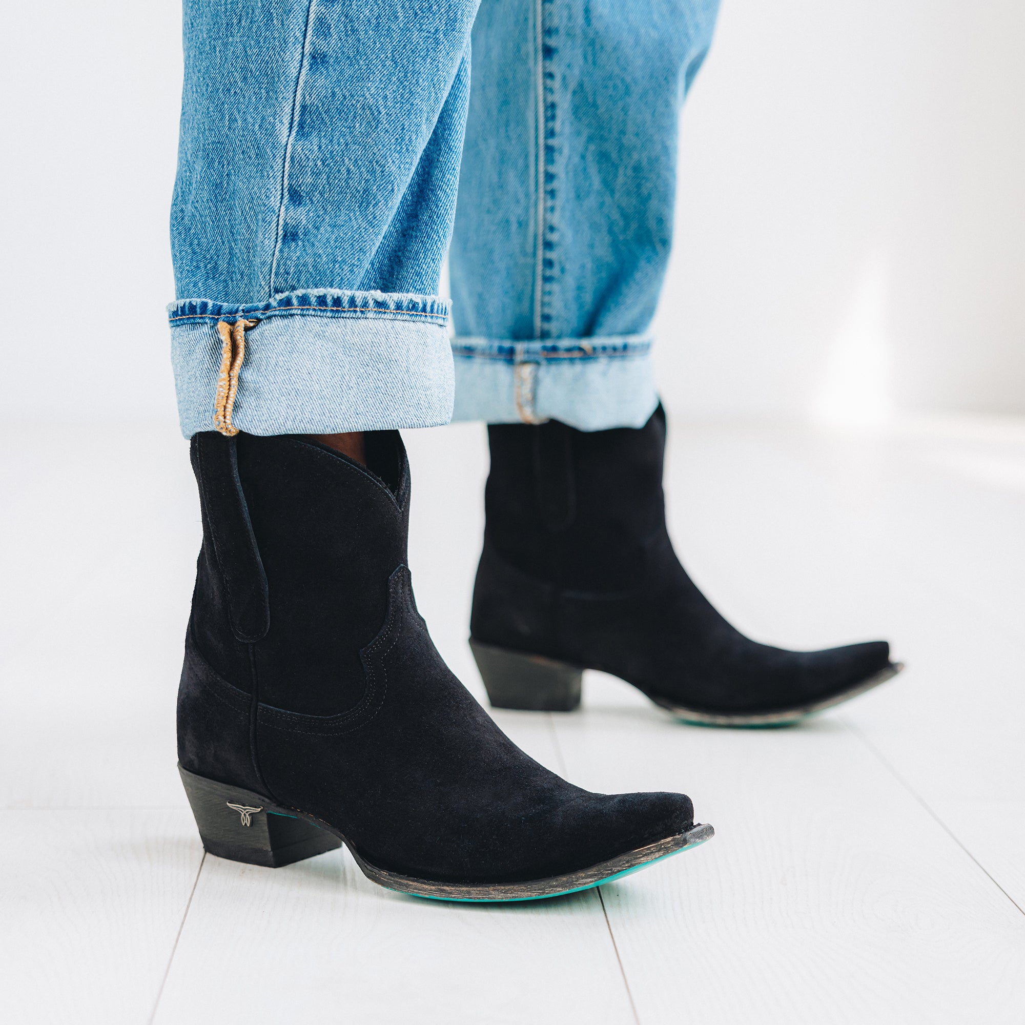 Emma Jane Bootie - Soft Black Suede Ladies Bootie Western Fashion by Lane