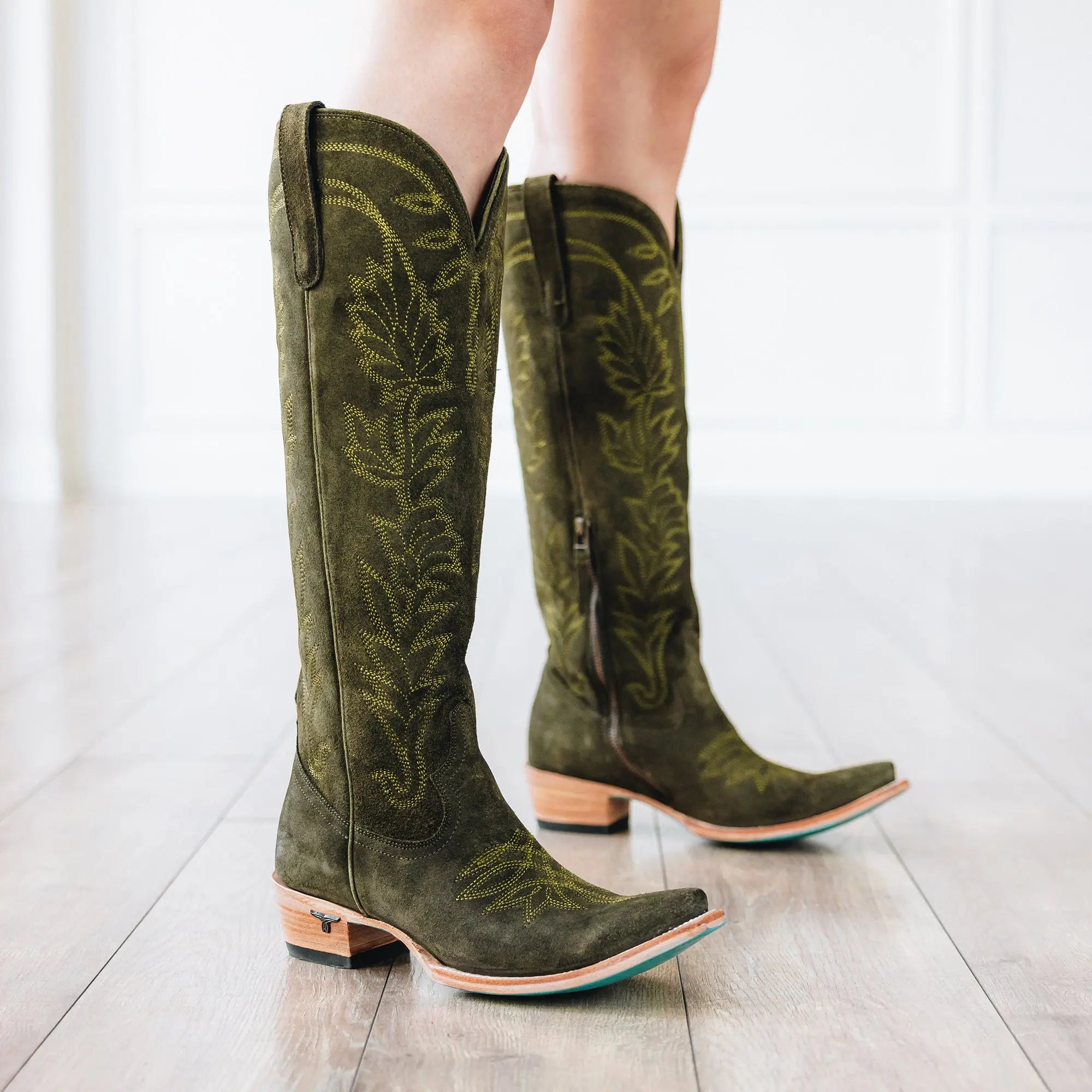 Sandaga Knee High - Olive Suede Ladies Boot Western Fashion by Lane