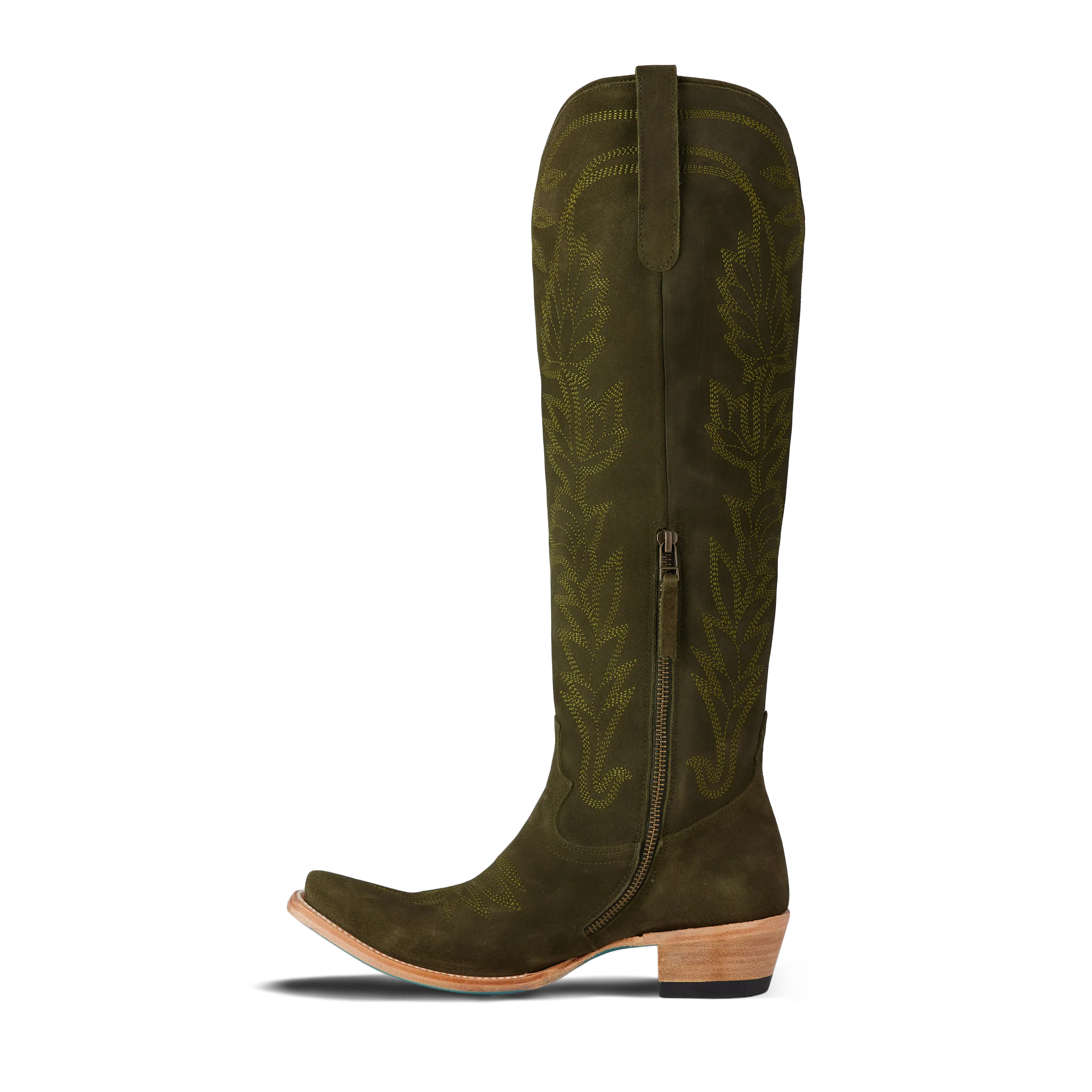 Sandaga Knee High - Olive Suede Ladies Boot Western Fashion by Lane