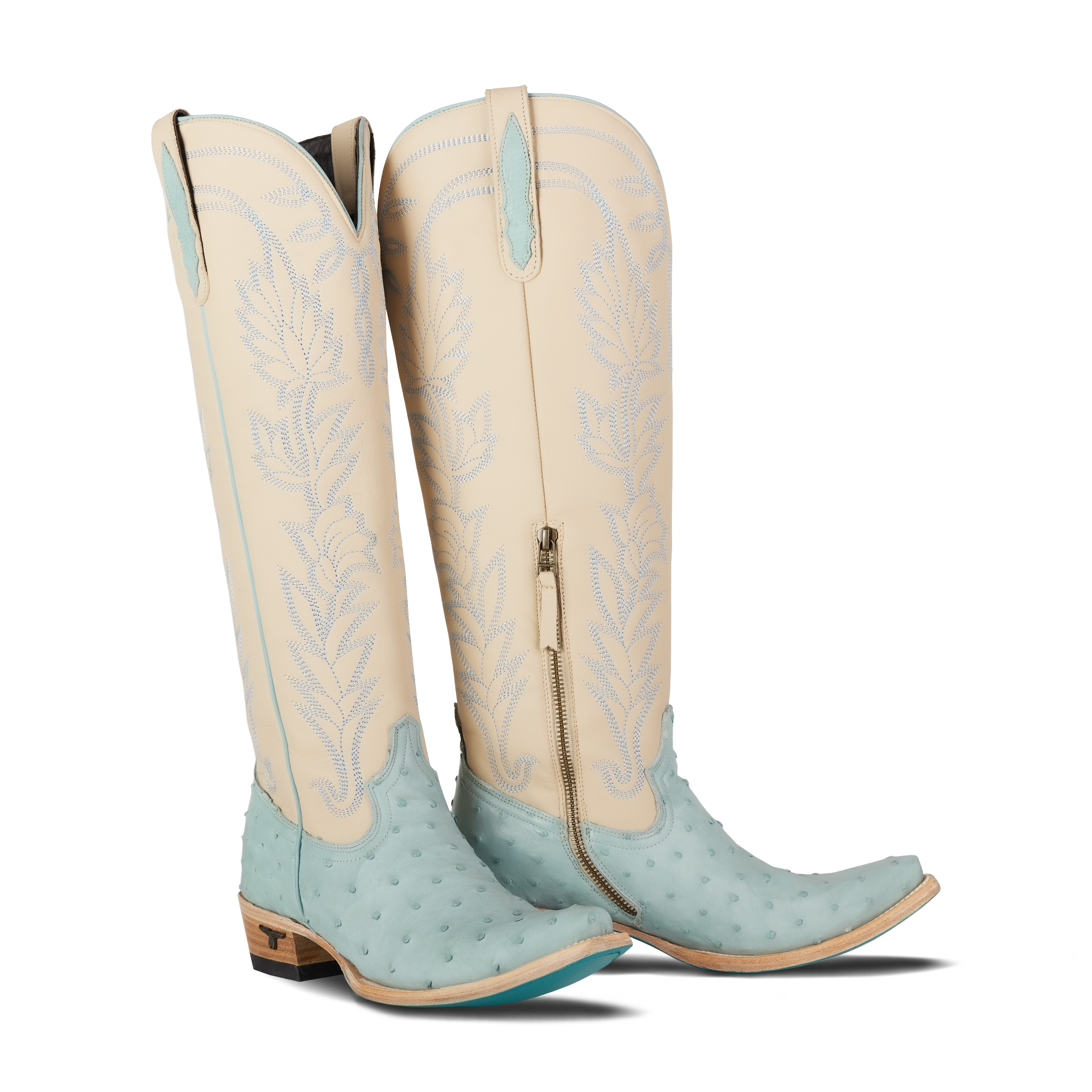 Sandaga Knee High - Powder Blue Ostrich