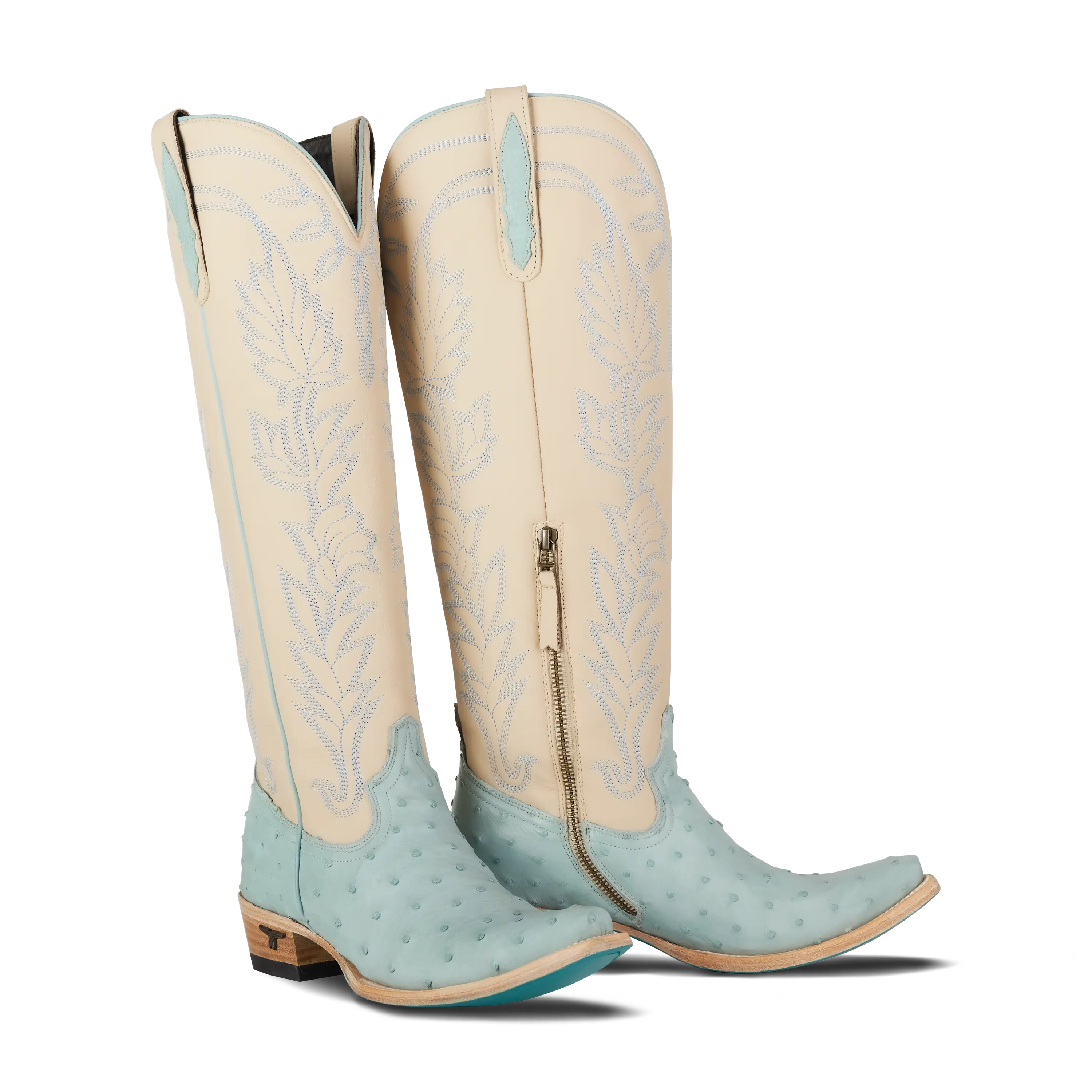 Sandaga Knee High - Powder Blue Ostrich Ladies Boot Western Fashion by Lane