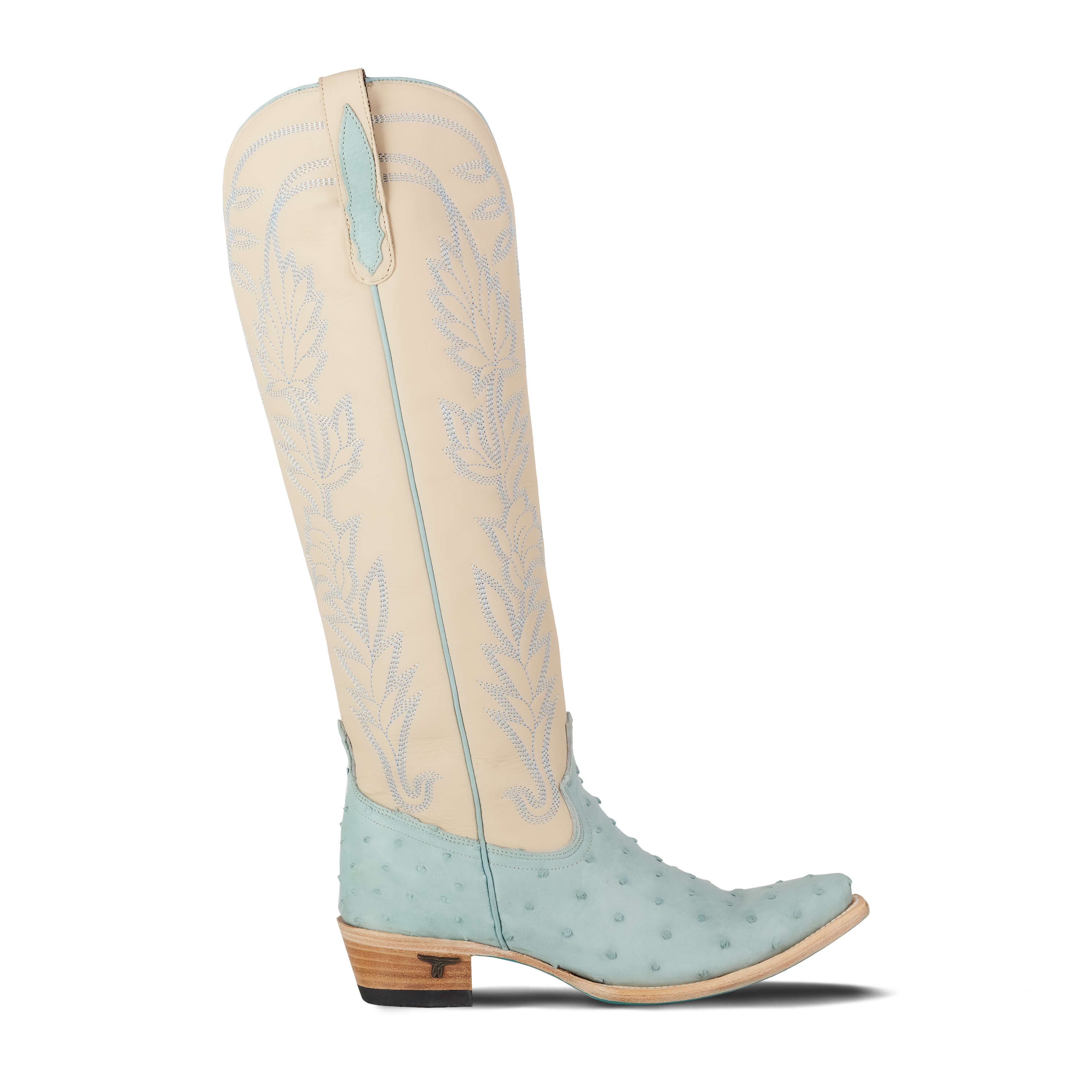 Sandaga Knee High - Powder Blue Ostrich Ladies Boot Western Fashion by Lane