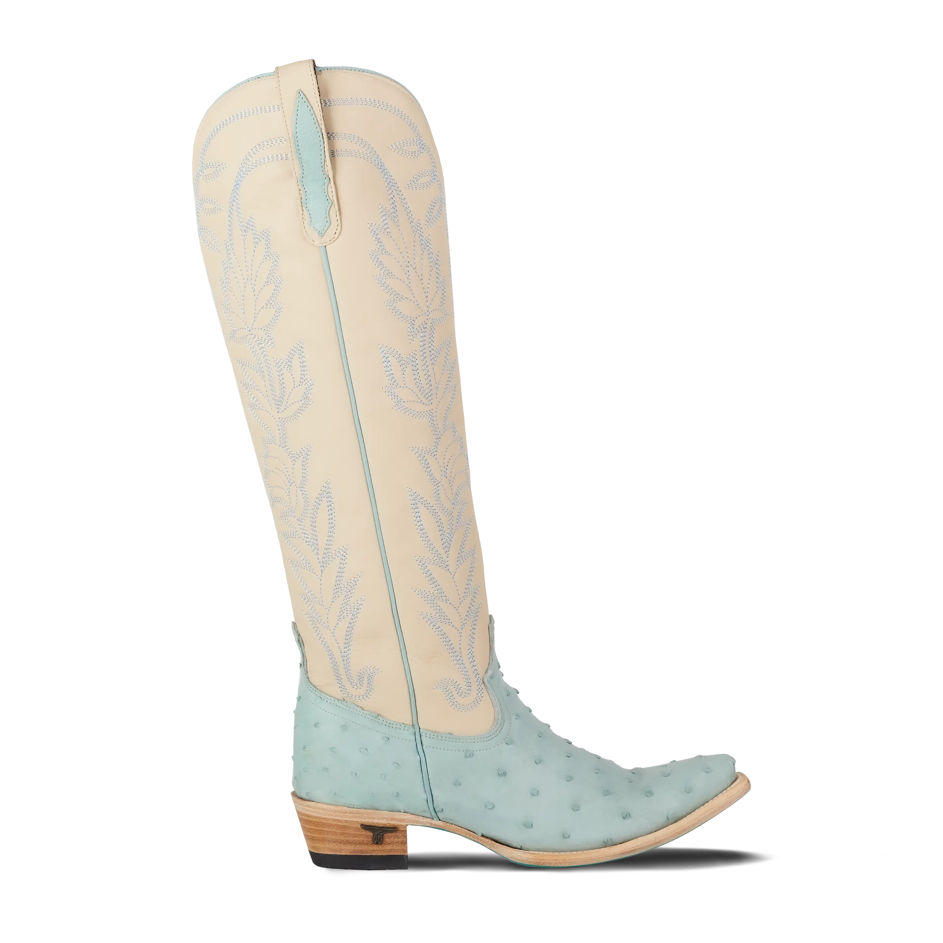 Sandaga Knee High - Powder Blue Ostrich Ladies Boot Western Fashion by Lane