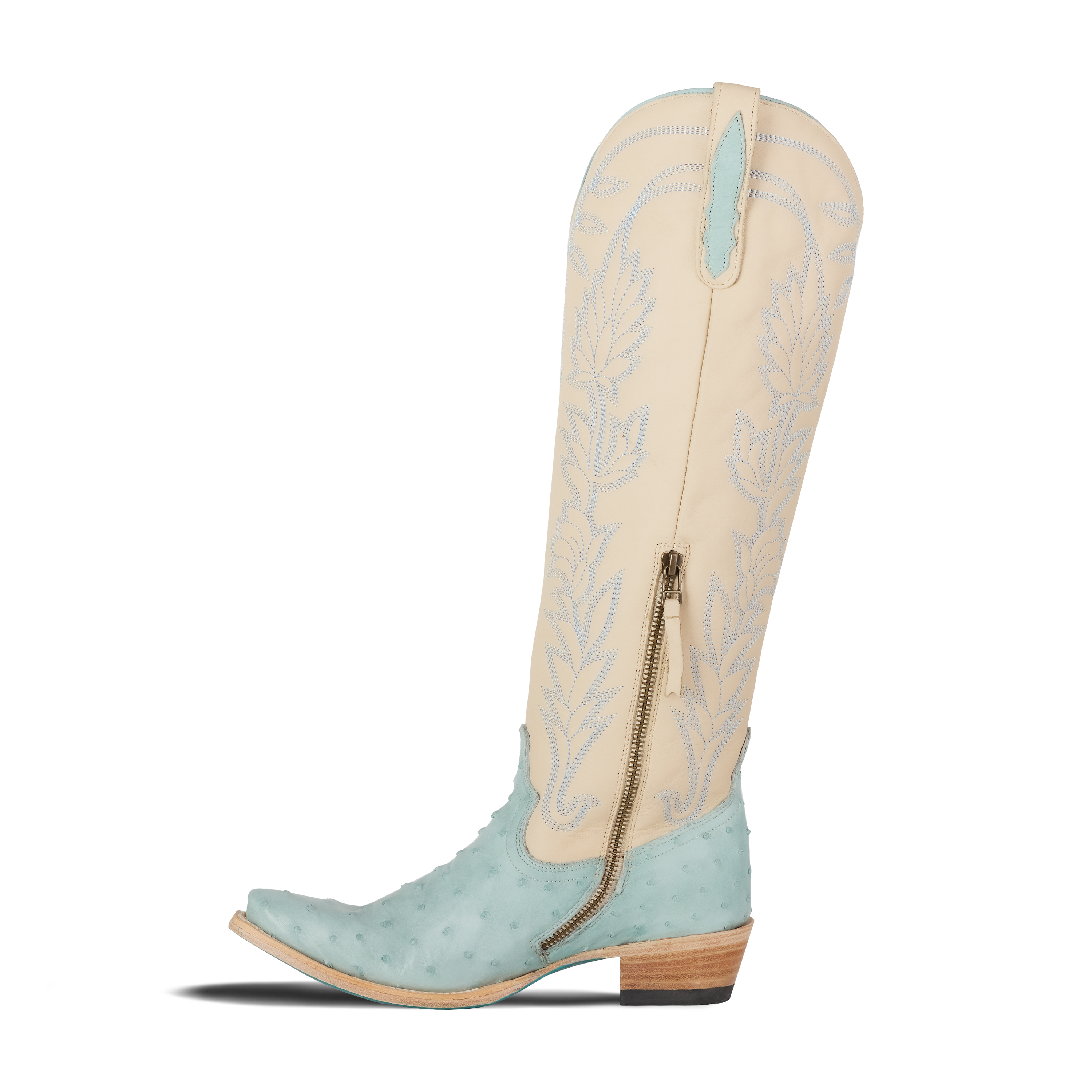 Sandaga Knee High - Powder Blue Ostrich Ladies Boot Western Fashion by Lane