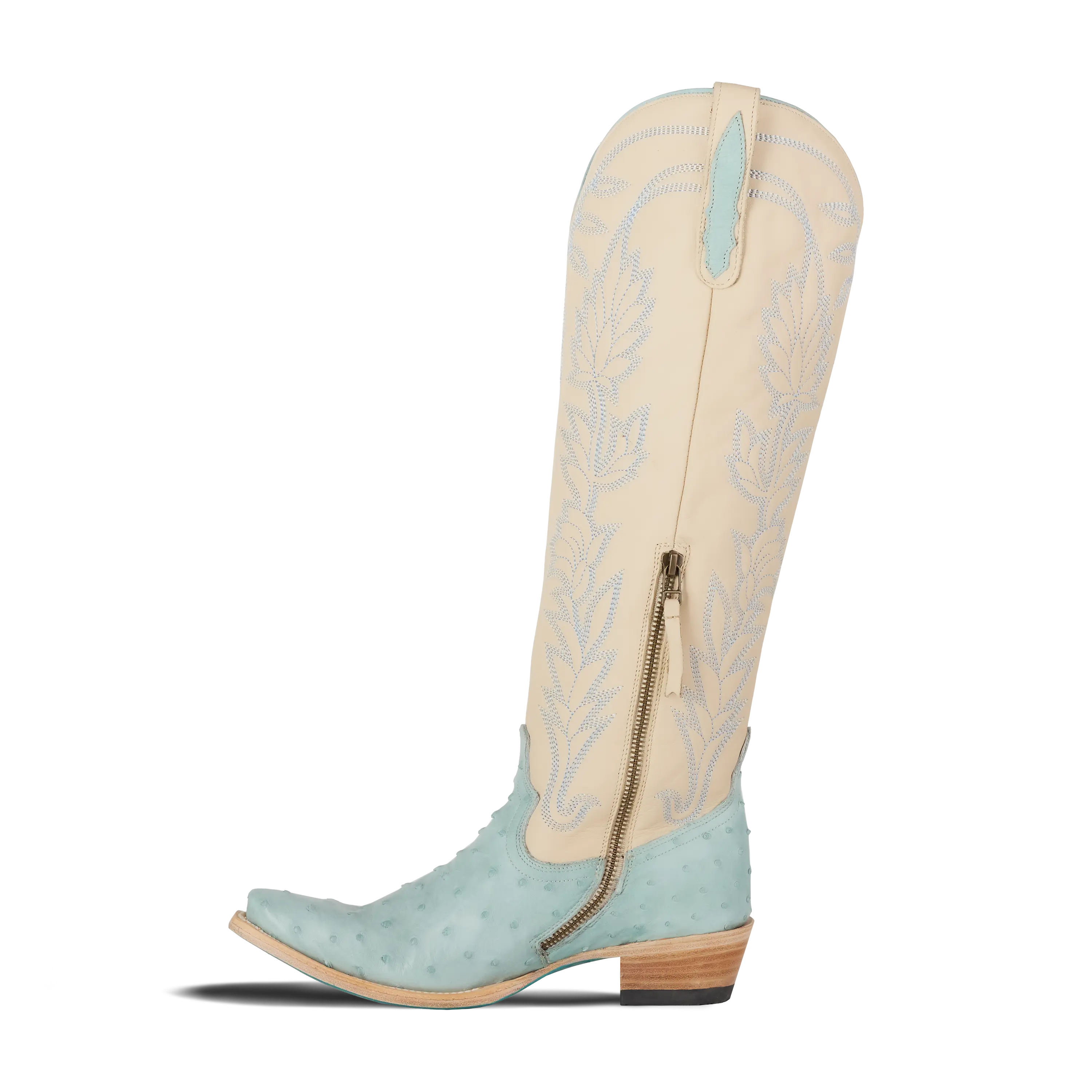 Sandaga Knee High - Powder Blue Ostrich Ladies Boot Western Fashion by Lane