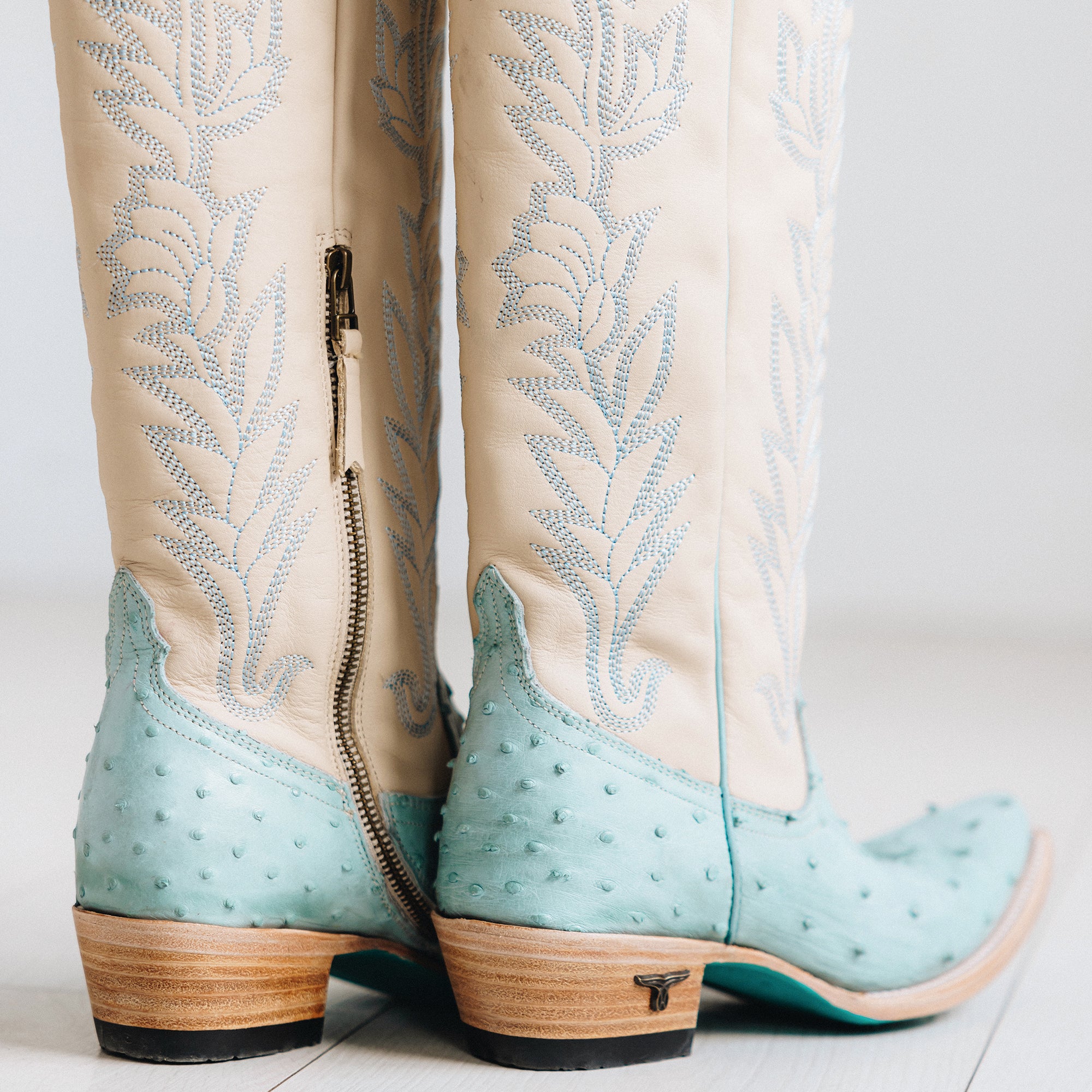 Sandaga Knee High - Powder Blue Ostrich