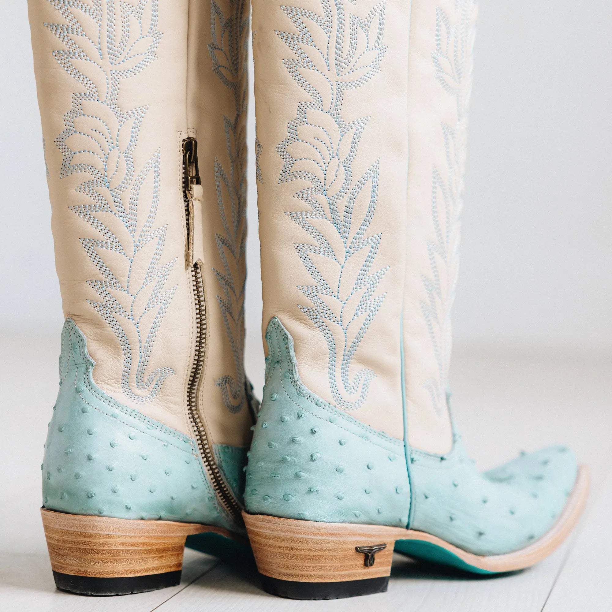 Sandaga Knee High - Powder Blue Ostrich Ladies Boot Western Fashion by Lane