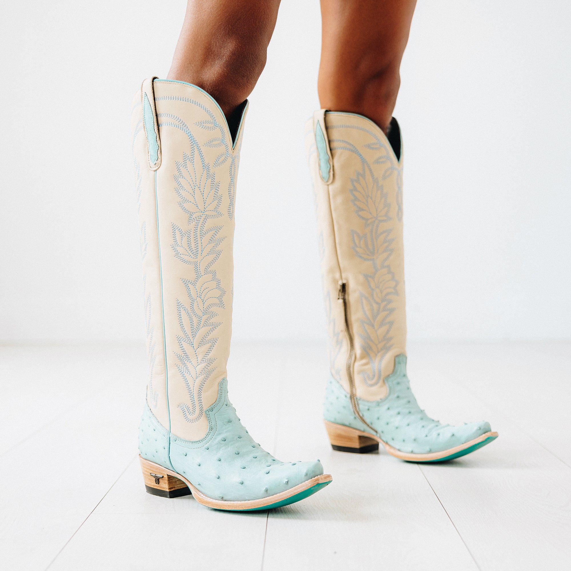 Sandaga Knee High - Powder Blue Ostrich