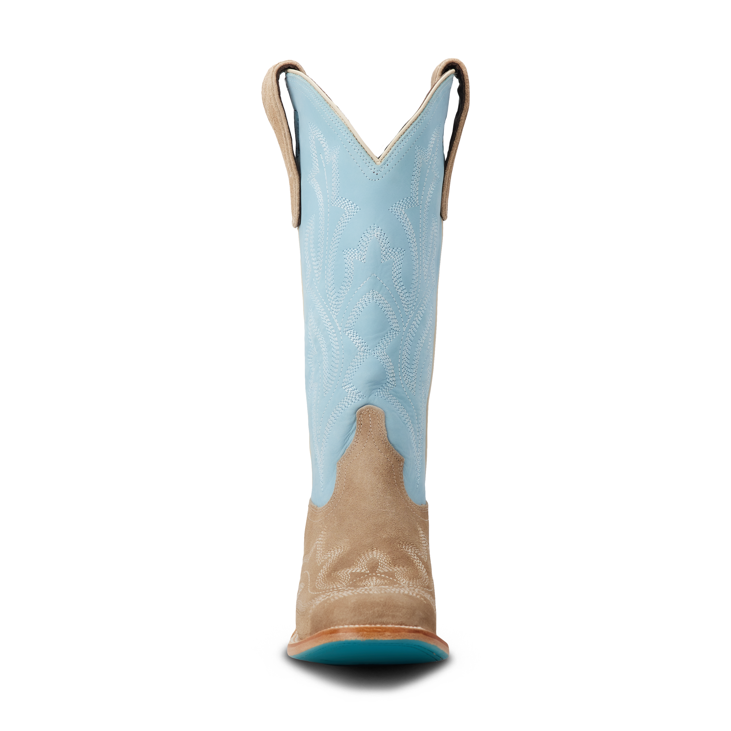 Saratoga Square Boot - Latte Suede and Powder Blue Ladies Boot Western Fashion by Lane