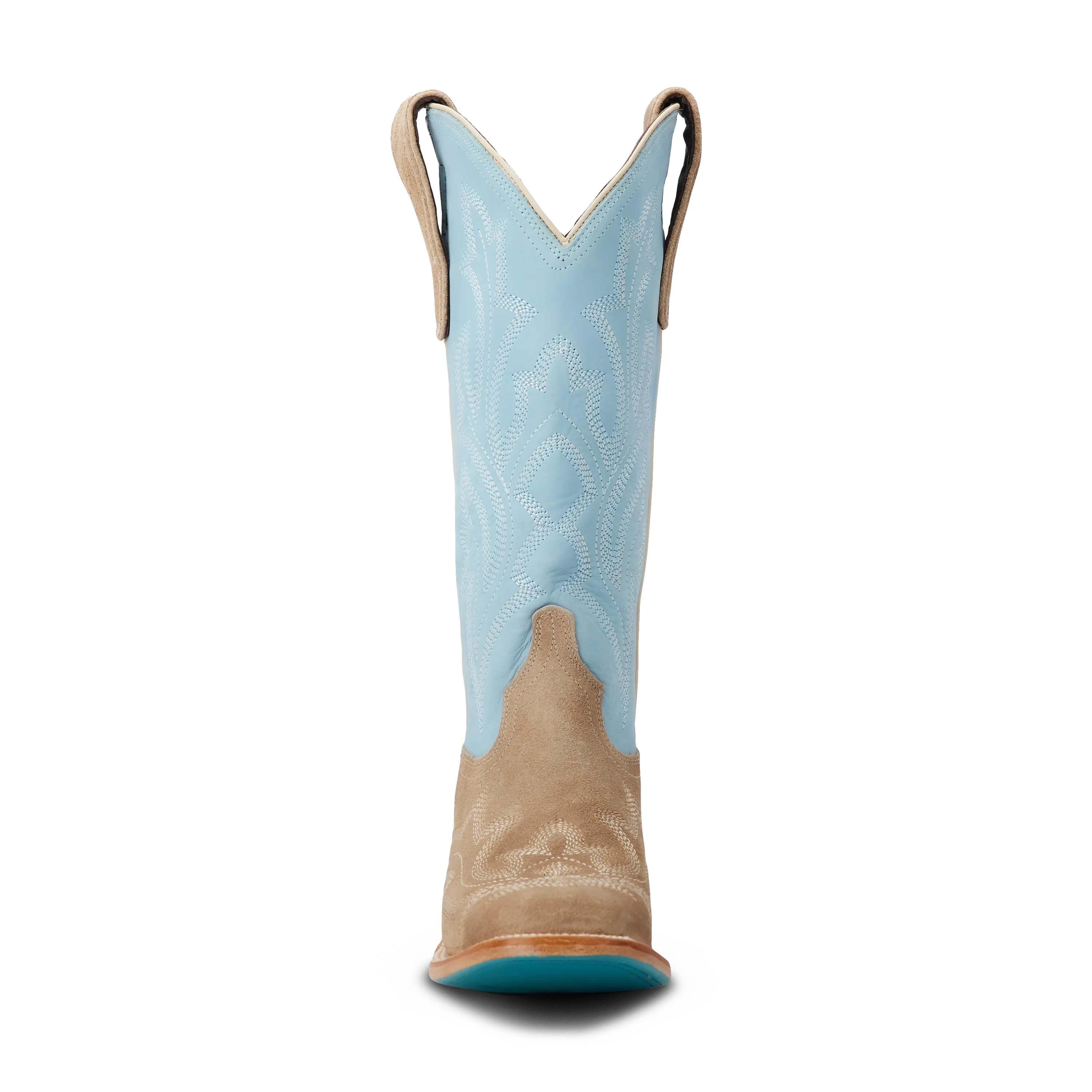 Saratoga Square Boot - Latte Suede and Powder Blue Ladies Boot Western Fashion by Lane