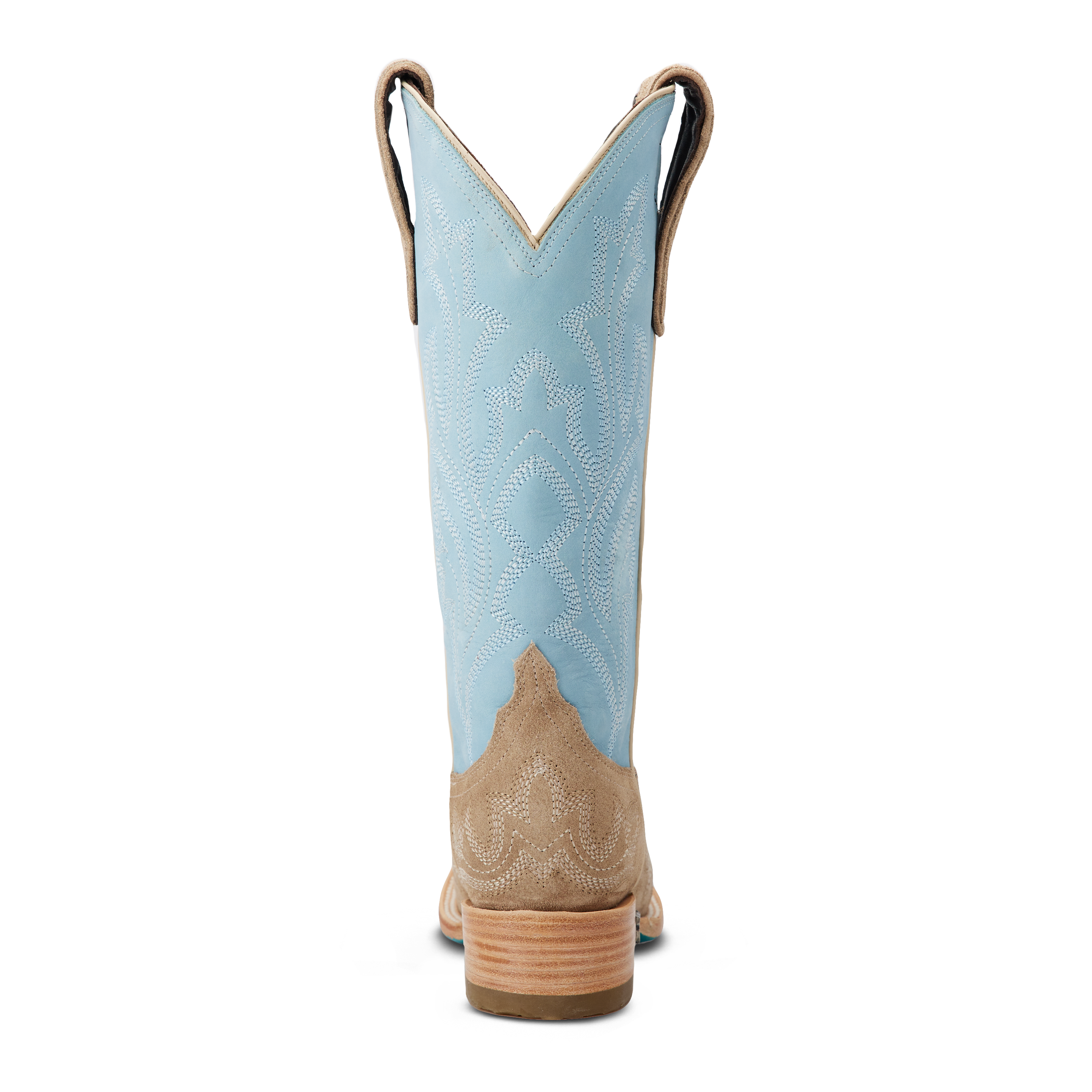 Saratoga Square Boot - Latte Suede and Powder Blue Ladies Boot Western Fashion by Lane