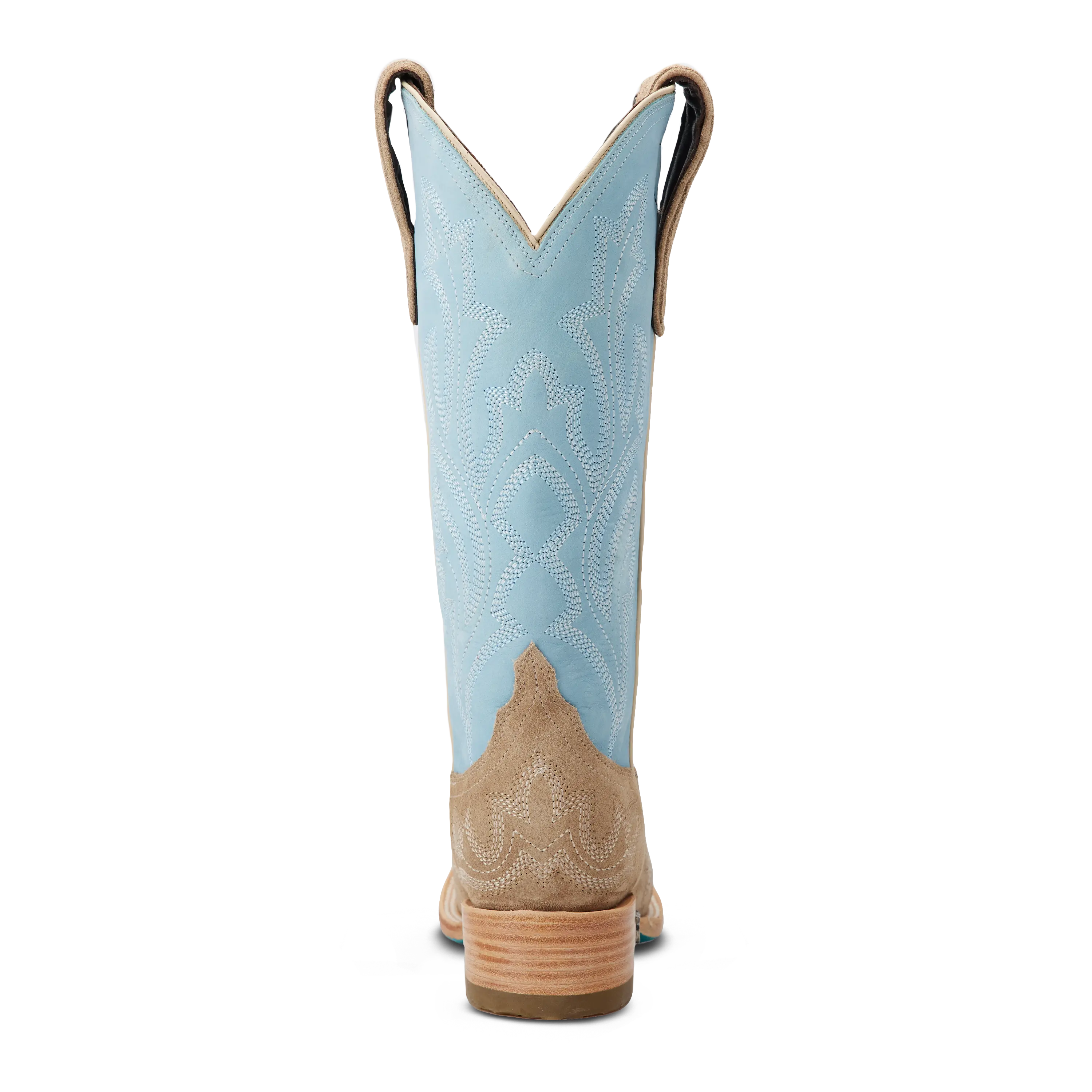 Saratoga Square Boot - Latte Suede and Powder Blue Ladies Boot Western Fashion by Lane