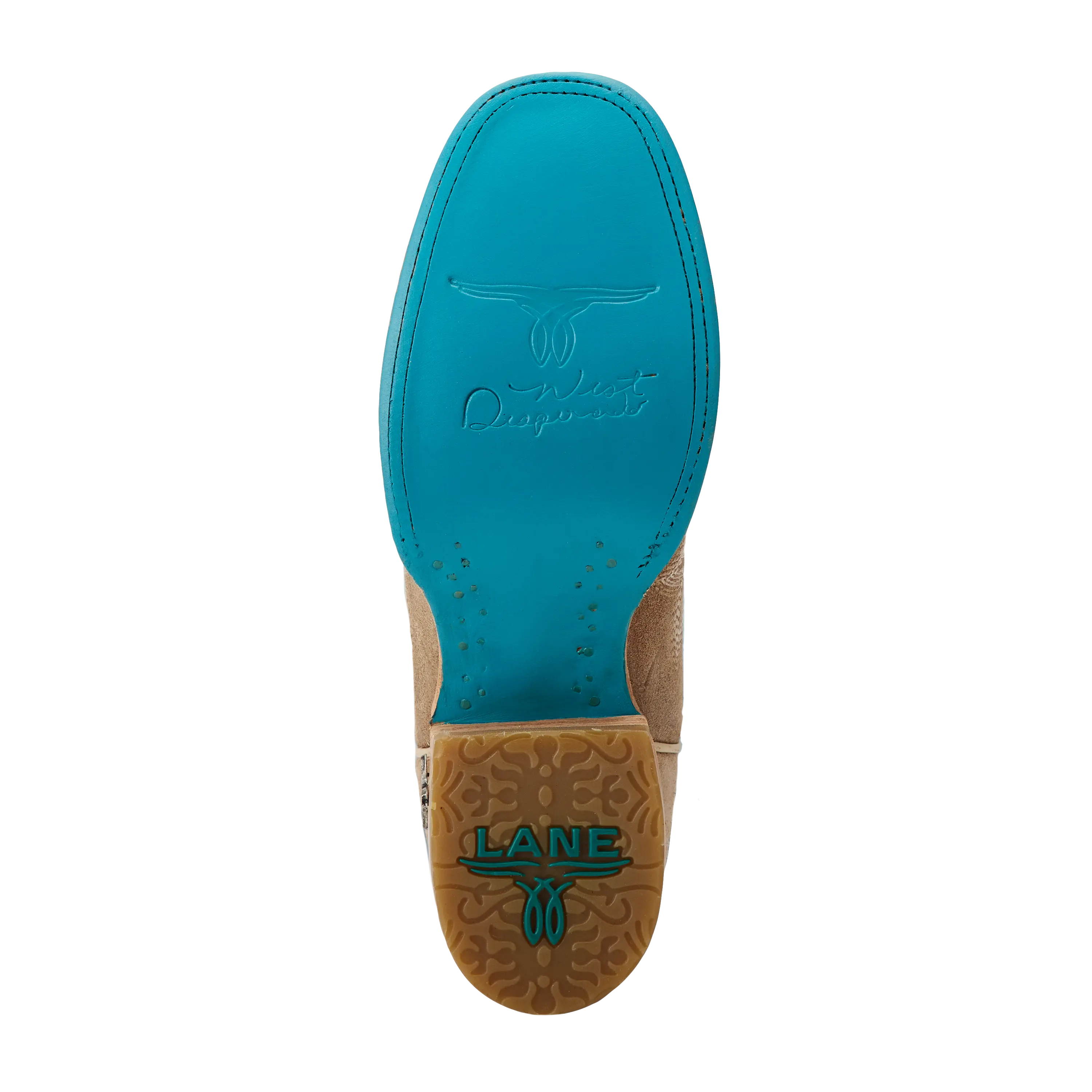Saratoga Square Boot - Latte Suede and Powder Blue Ladies Boot Western Fashion by Lane