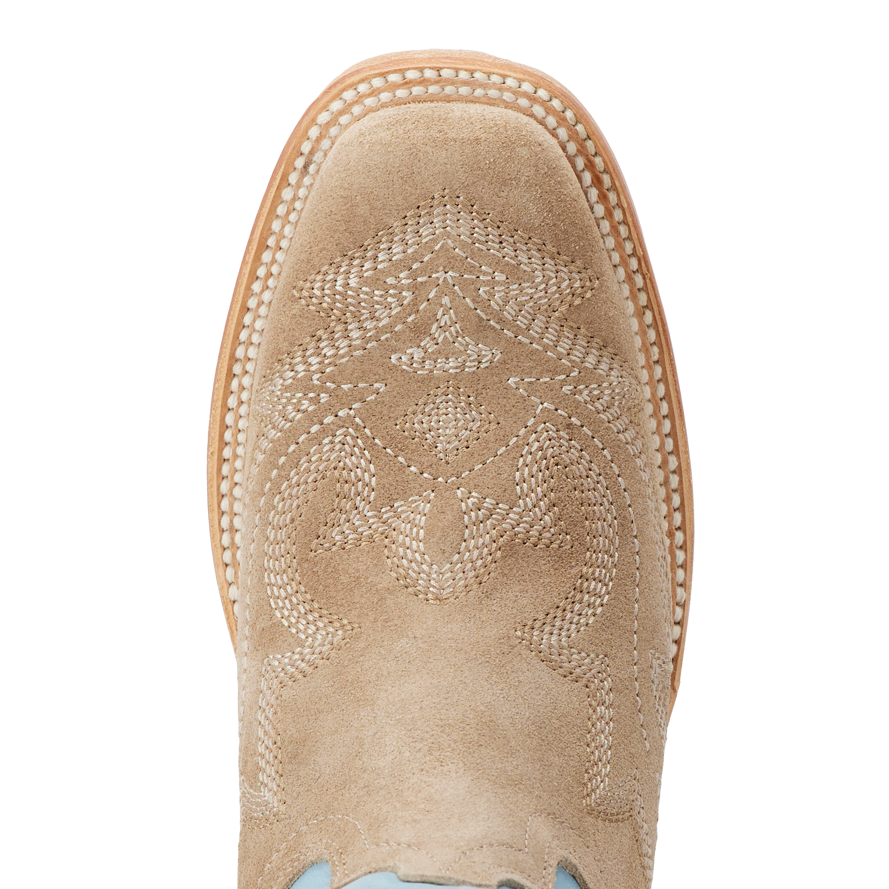 Saratoga Square Boot - Latte Suede and Powder Blue Ladies Boot Western Fashion by Lane