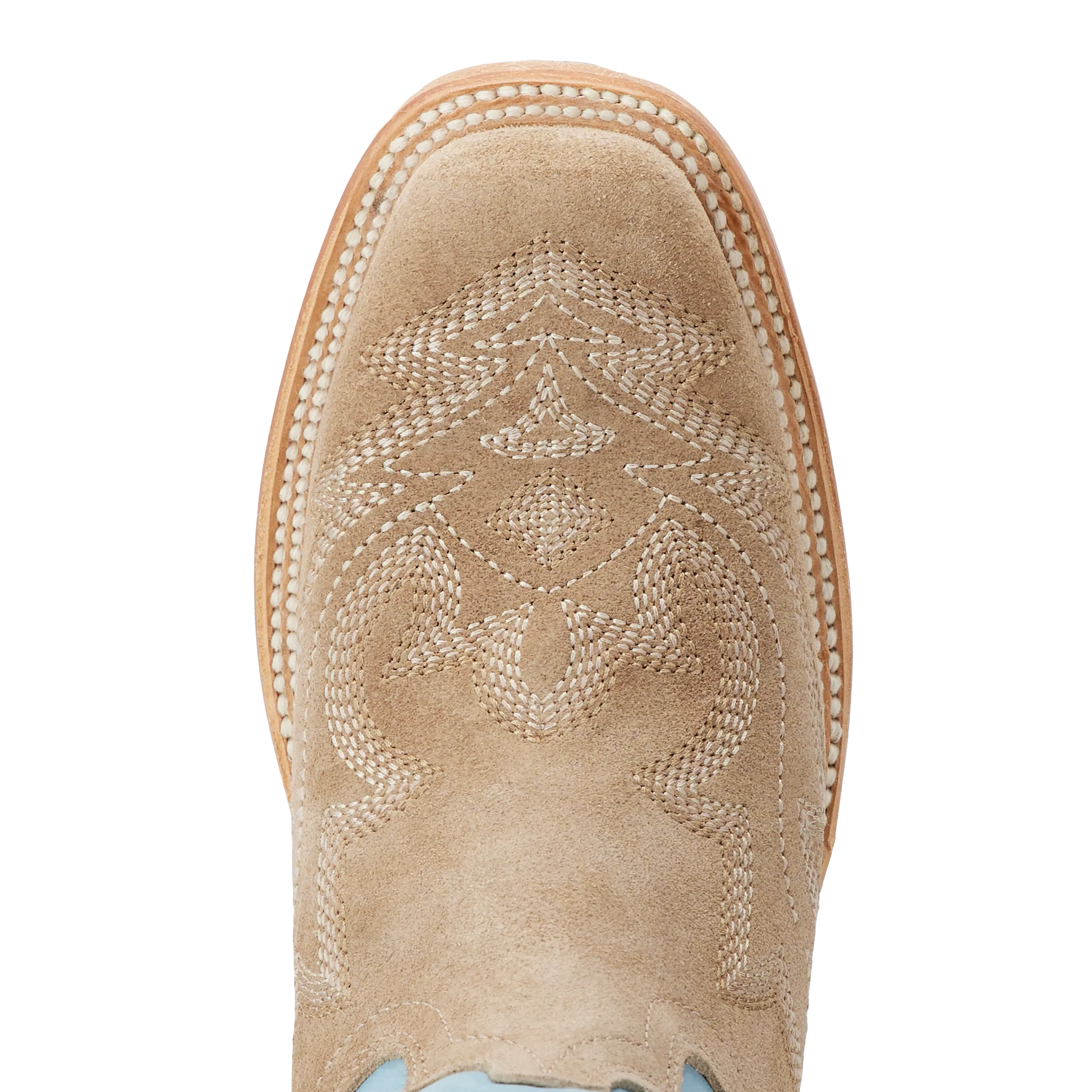 Saratoga Square Boot - Latte Suede and Powder Blue Ladies Boot Western Fashion by Lane