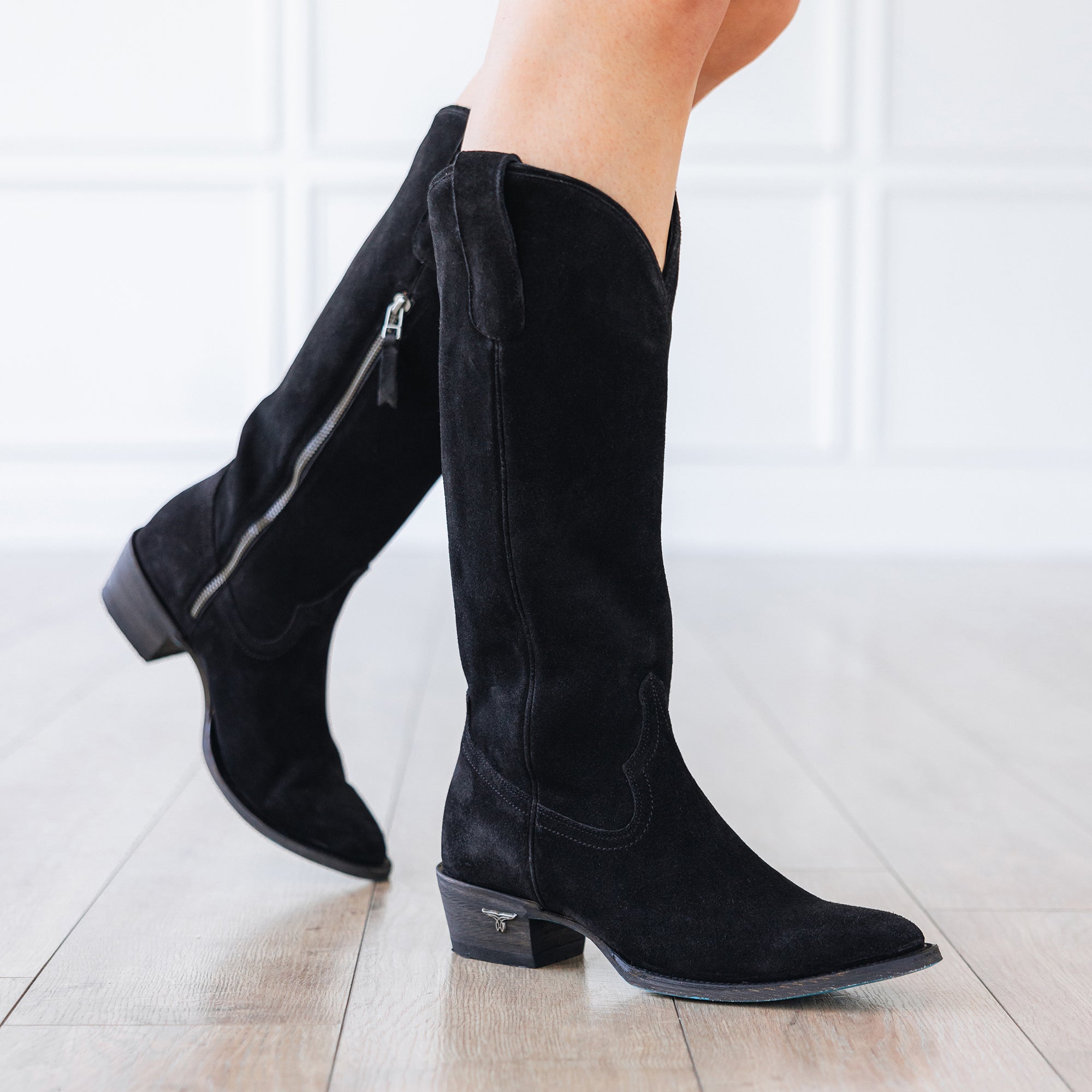Plain Jane Boot - Soft Black Suede Ladies Boot Western Fashion by Lane