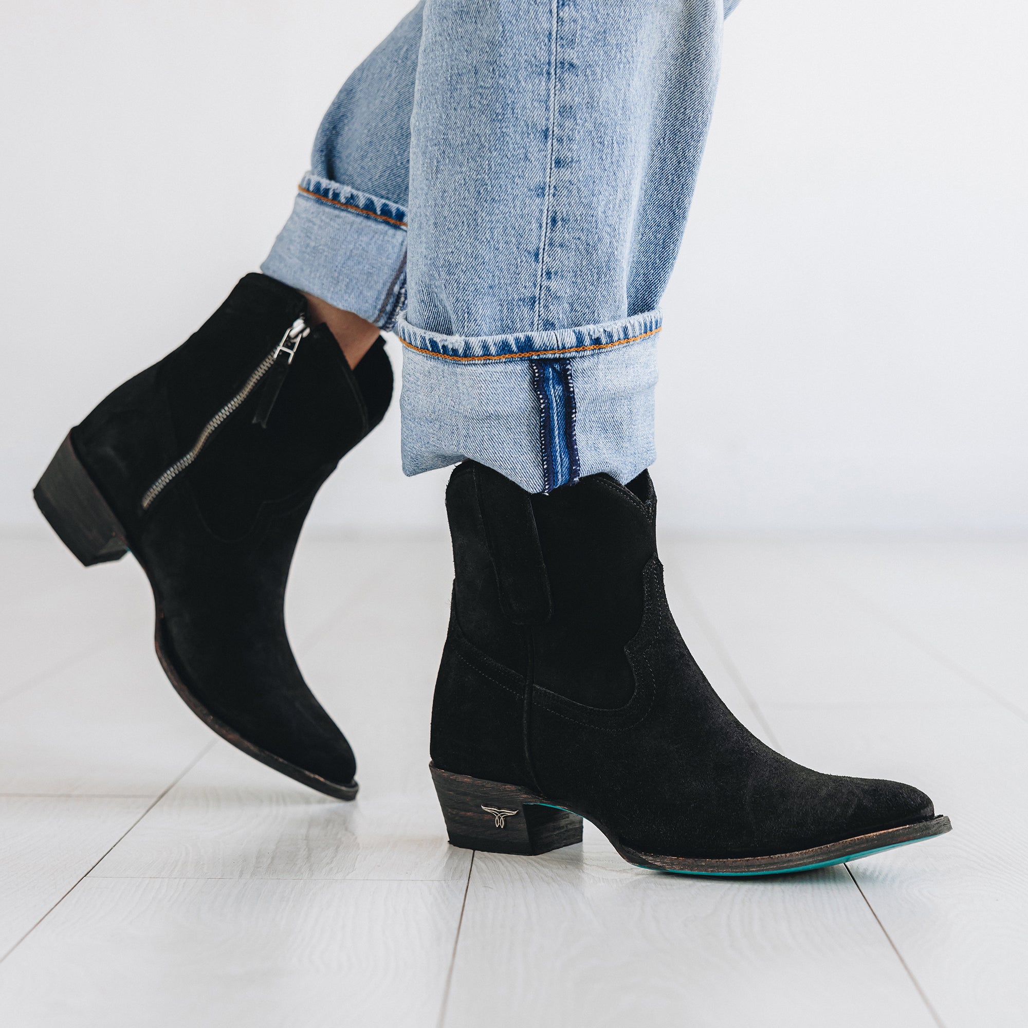 Plain Jane Bootie - Soft Black Suede Ladies Bootie Western Fashion by Lane
