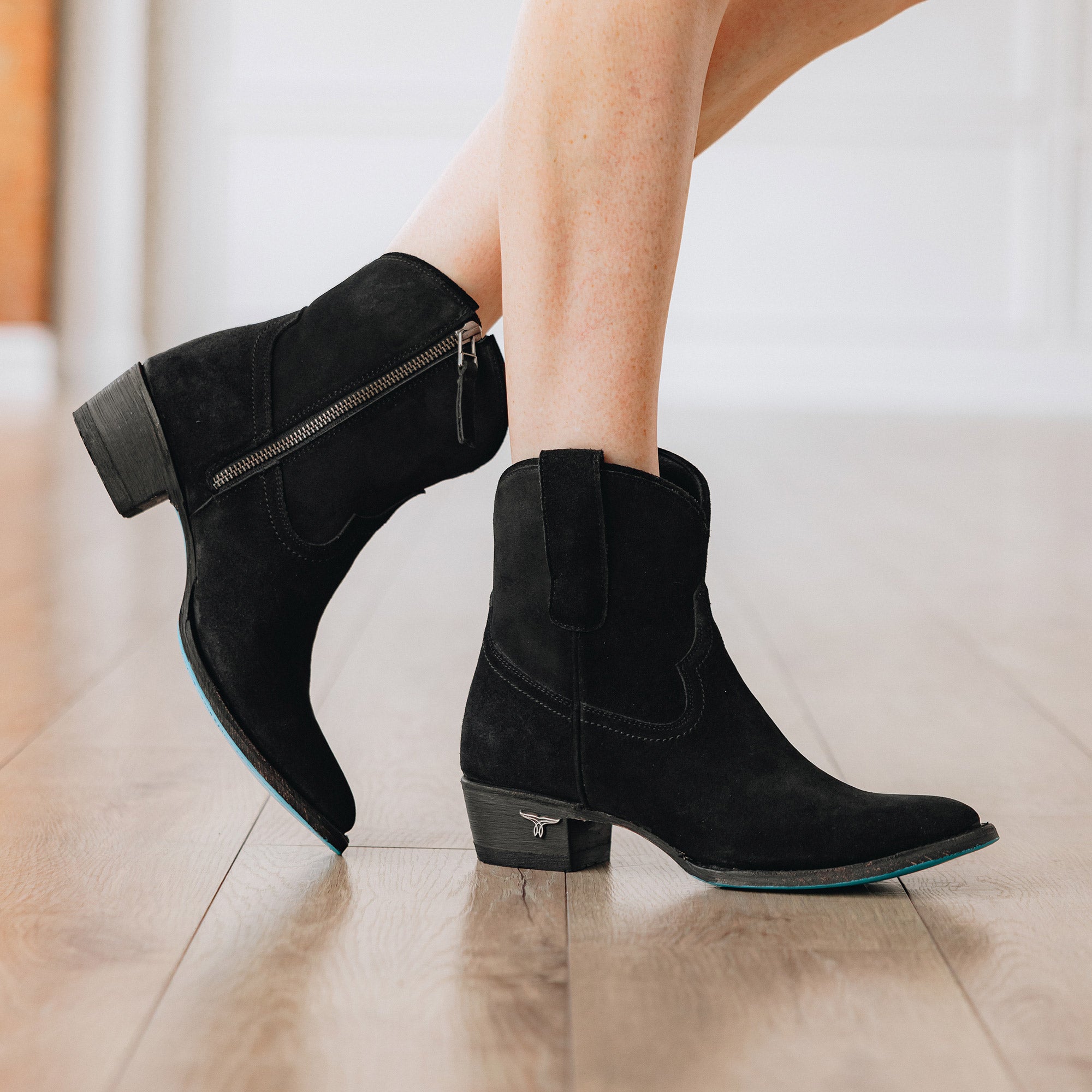 Plain Jane Bootie - Soft Black Suede Ladies Bootie Western Fashion by Lane