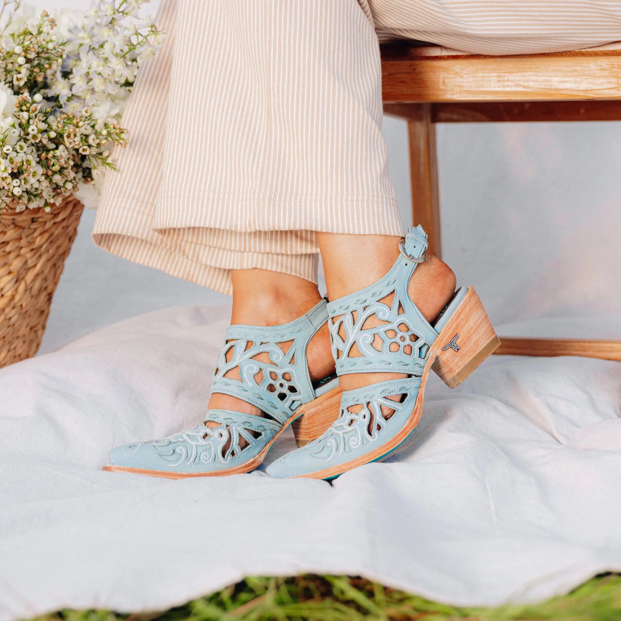 Robin Cut Out Slingback Mule - Powder Blue Mule Western Fashion by Lane