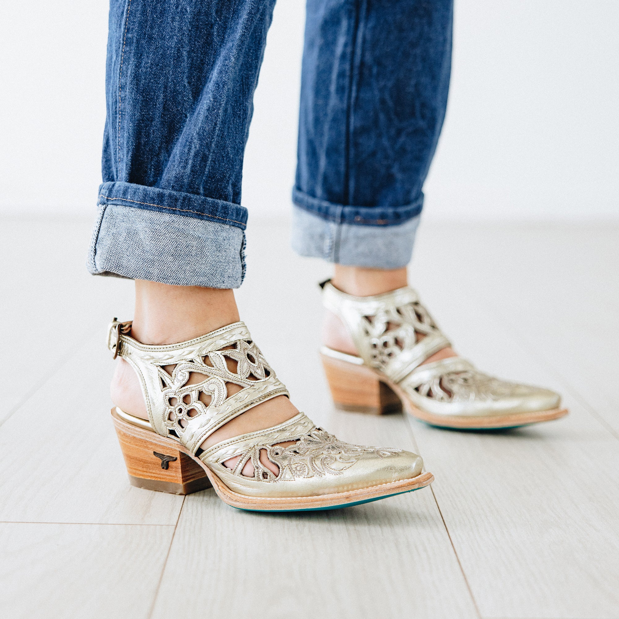 Robin Cut Out Slingback Mule - Champagne Metallic Mule Western Fashion by Lane