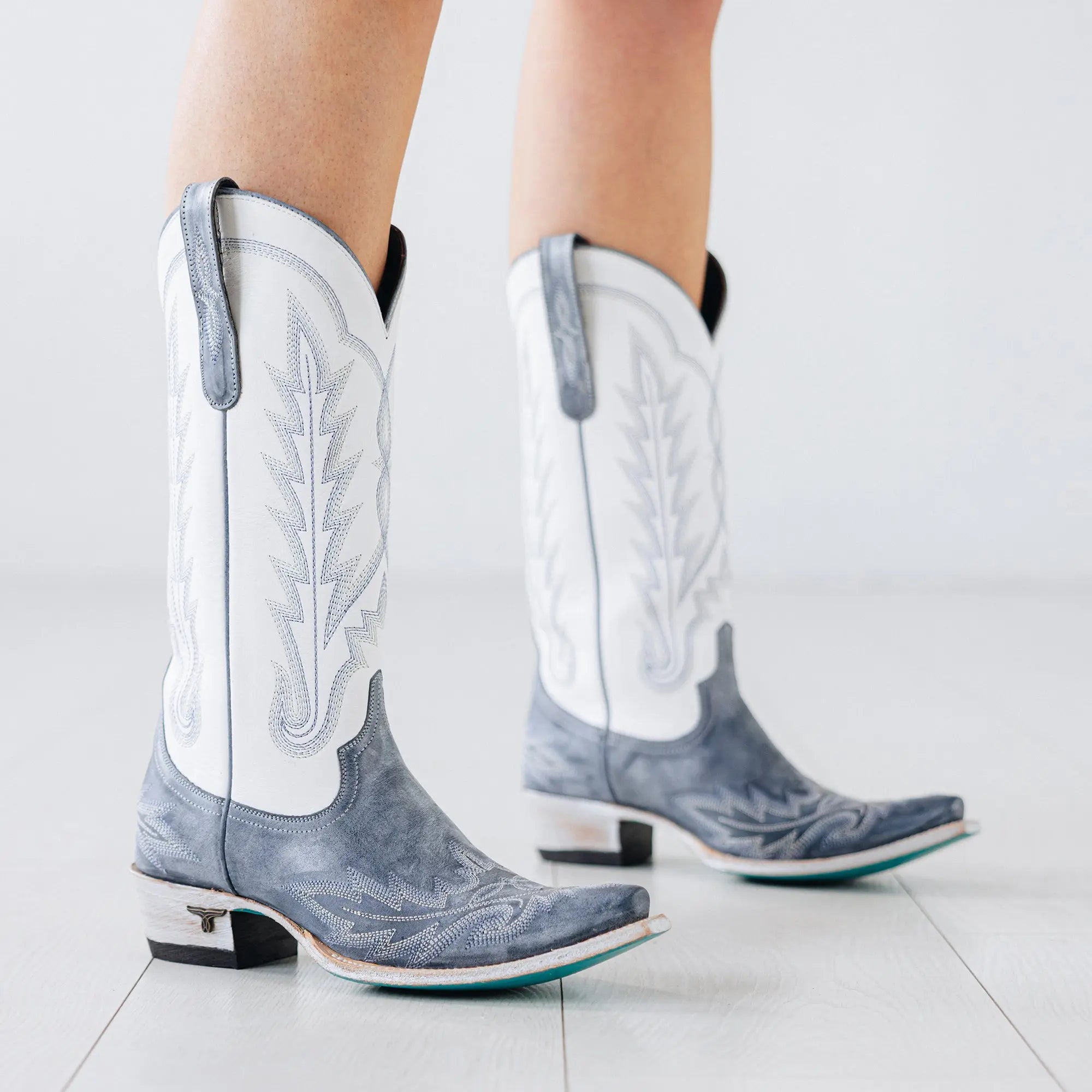 Lexington Boot - Washed Denim/Matte White Ladies Boot Western Fashion by Lane