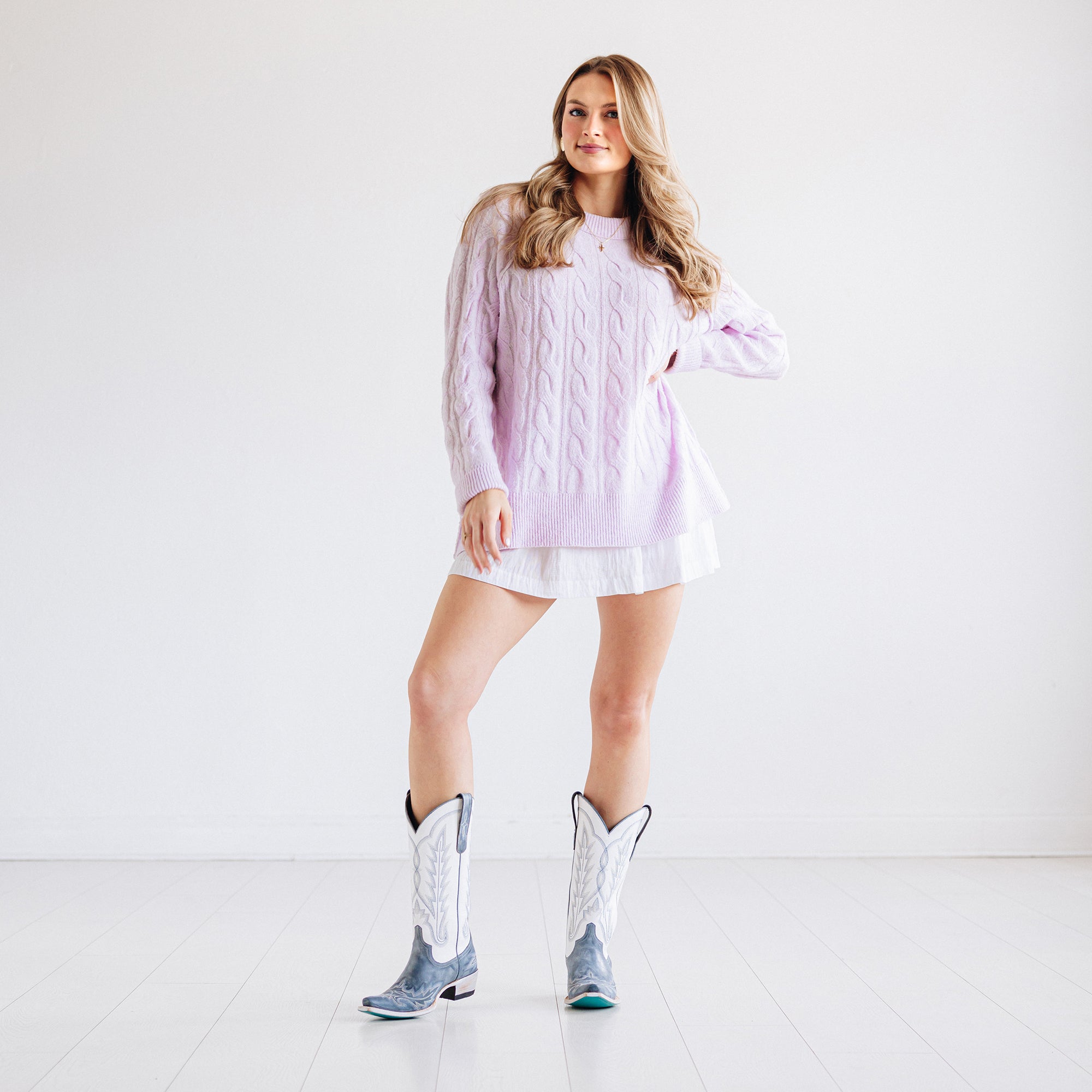 Lexington Boot - Washed Denim/Matte White Ladies Boot Western Fashion by Lane