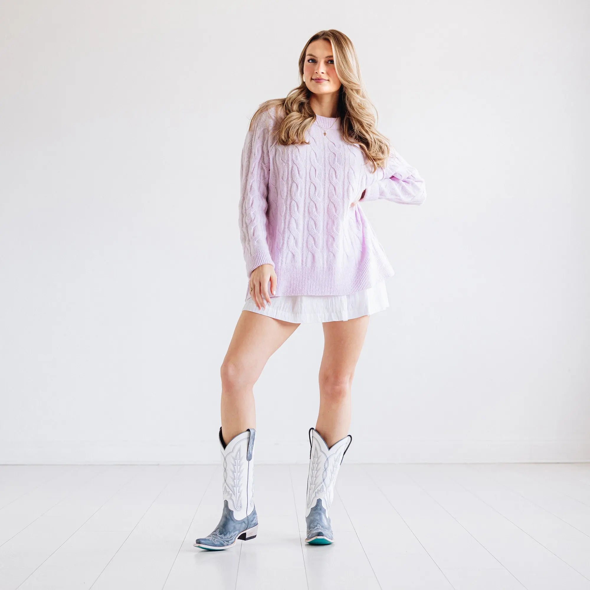 Lexington Boot - Washed Denim/Matte White Ladies Boot Western Fashion by Lane