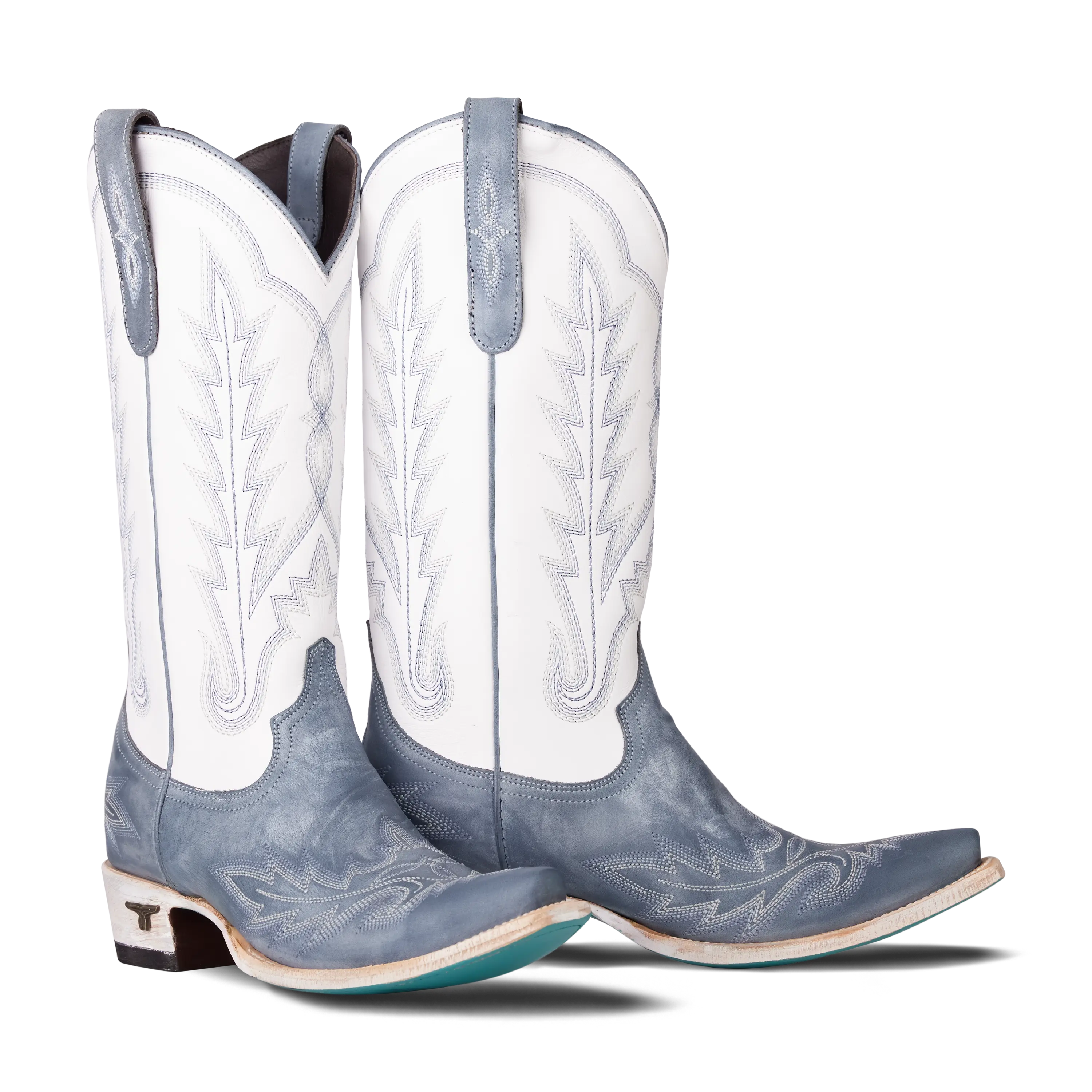 Lexington Boot - Washed Denim/Matte White Ladies Boot Washed Denim Western Fashion by Lane