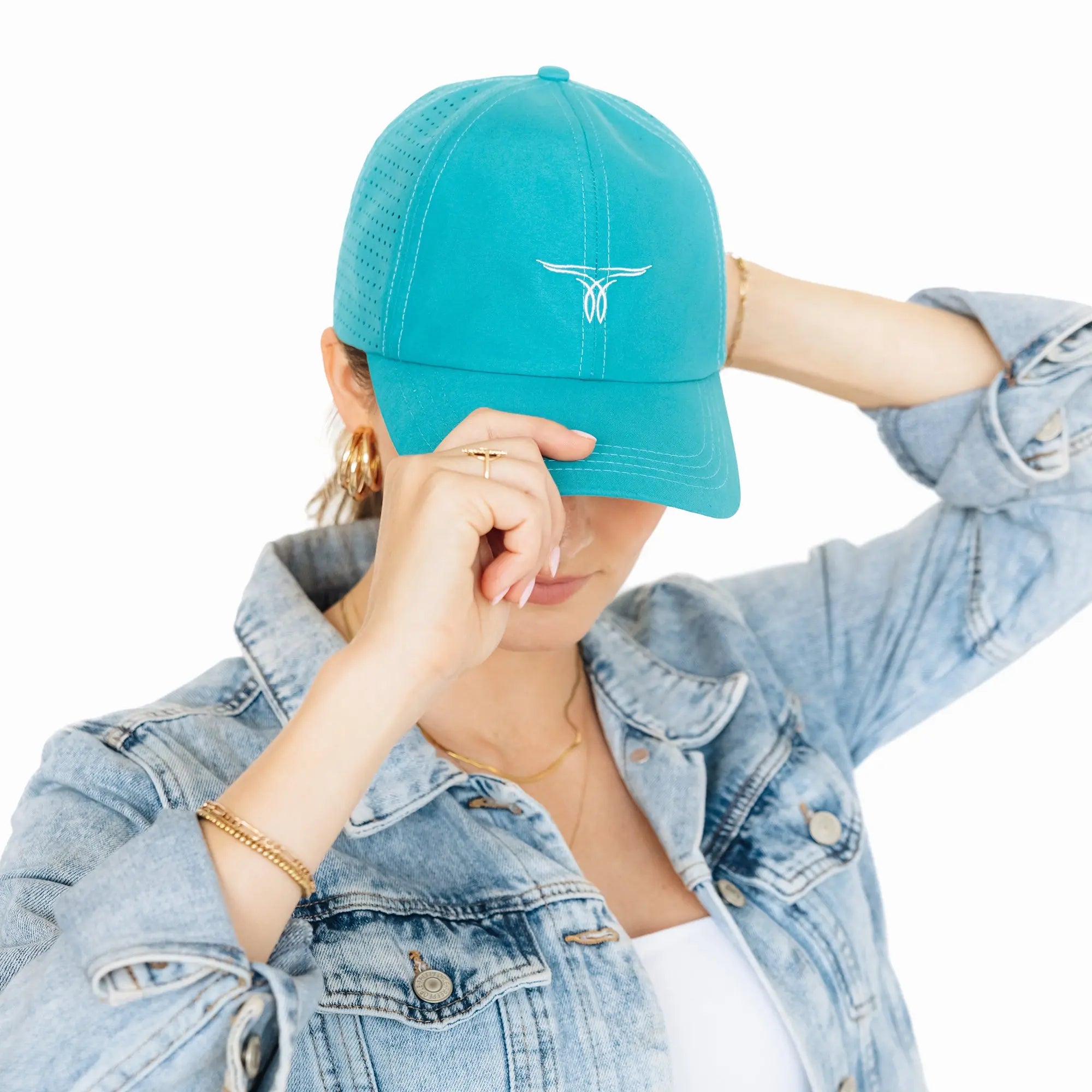 Ladies Ponytail Cap - Turquoise Ladies Cap Western Fashion by Lane