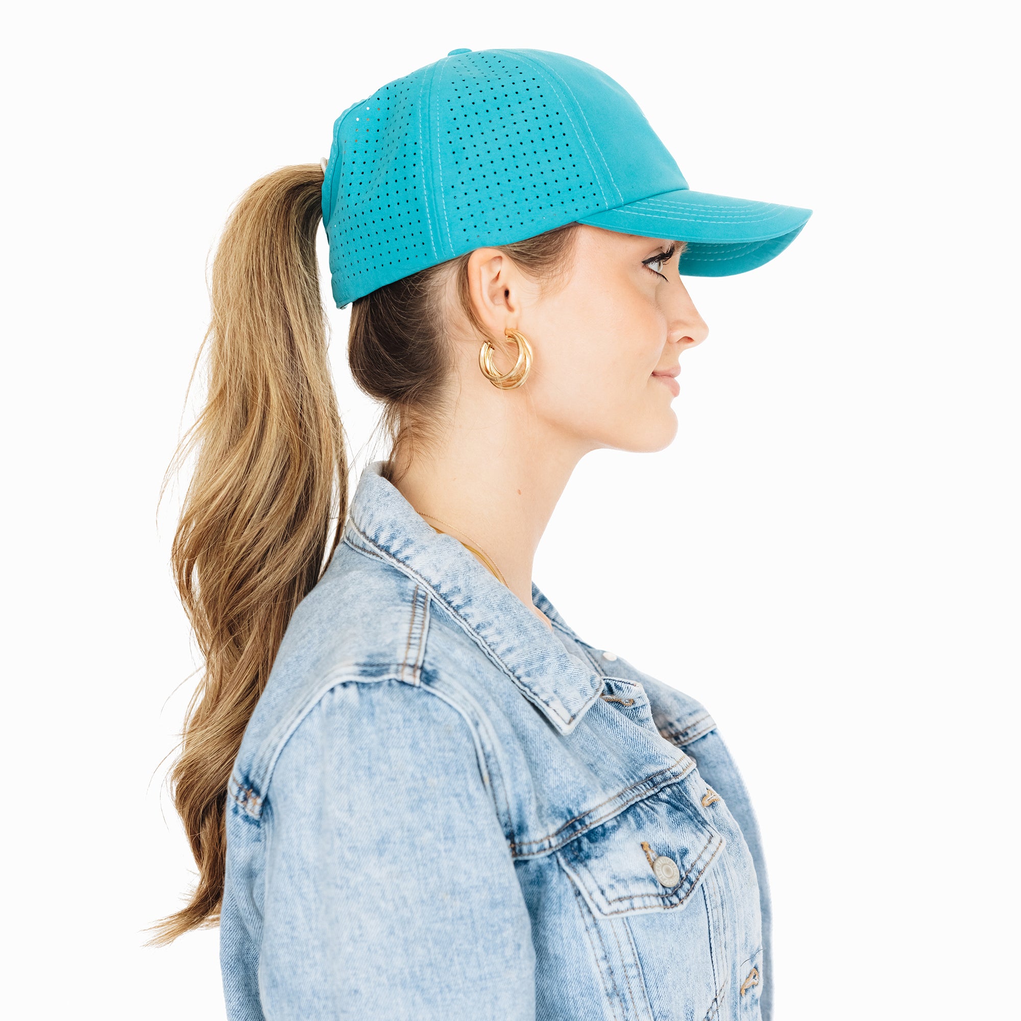 Ladies Ponytail Cap - Turquoise Ladies Cap Western Fashion by Lane